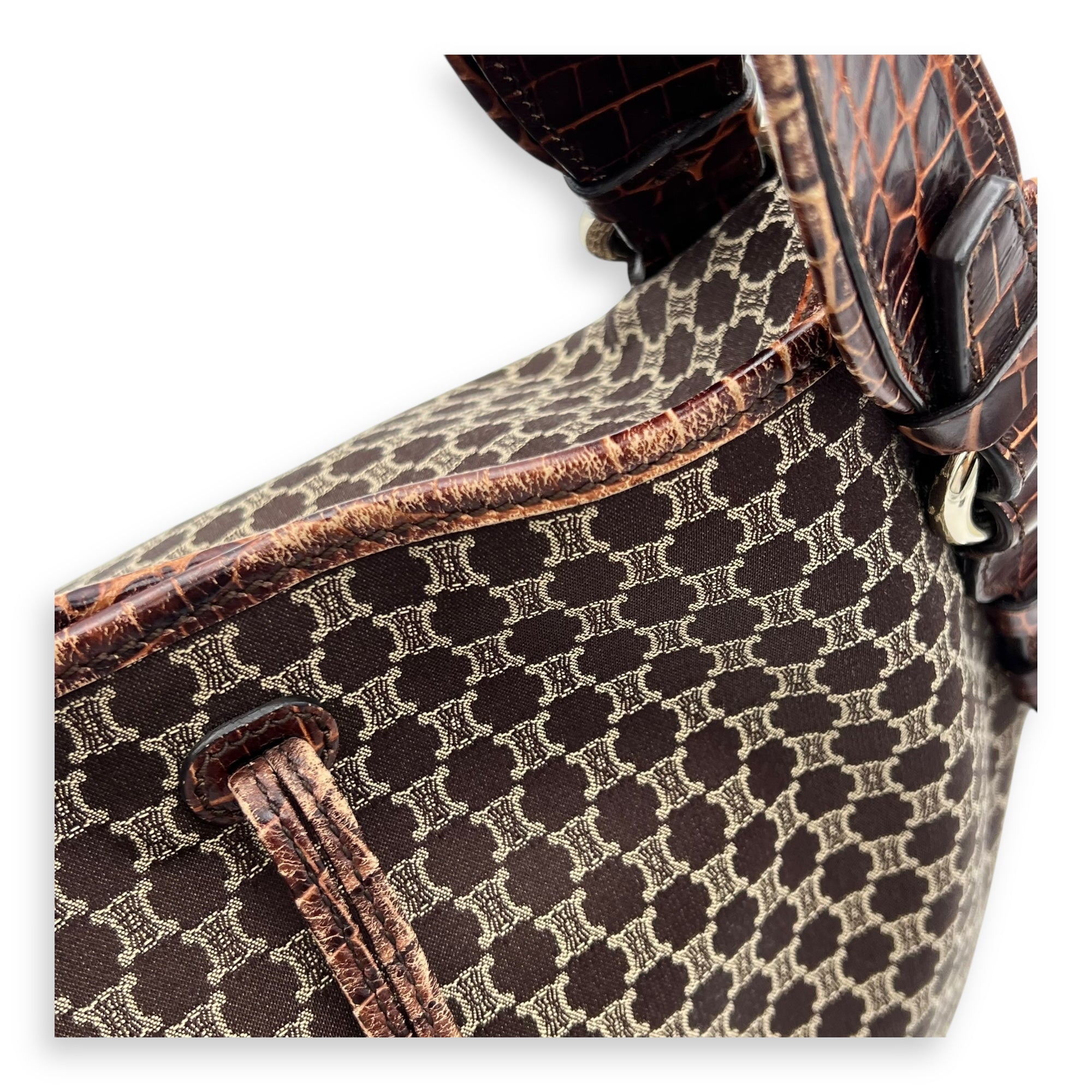 Bittersweet Brown Tote Bag in Canvas, Gold hardware - Image 12