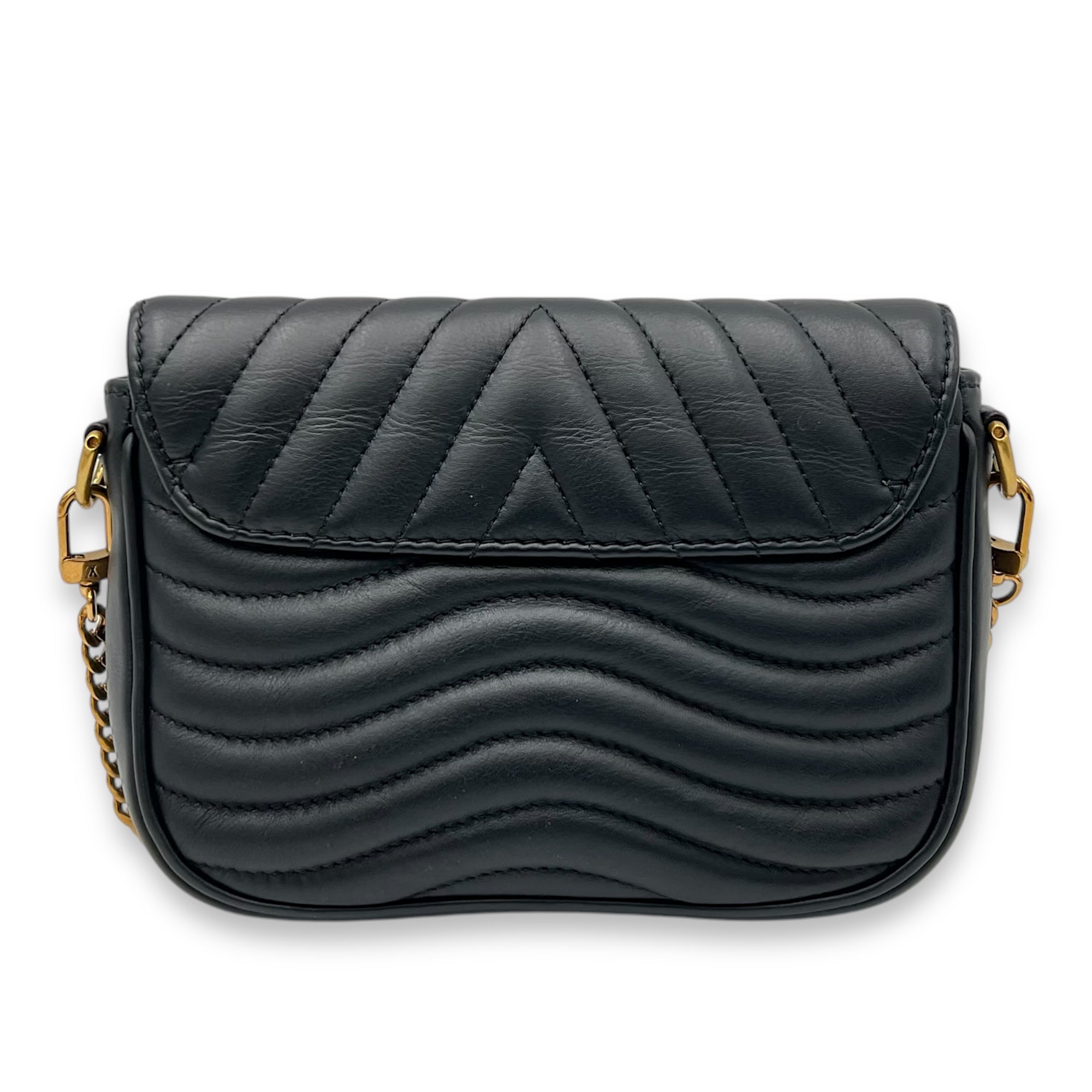 New Wave Multi Pochette Black Shoulder Bag in Calfskin, Gold hardware - Image 3