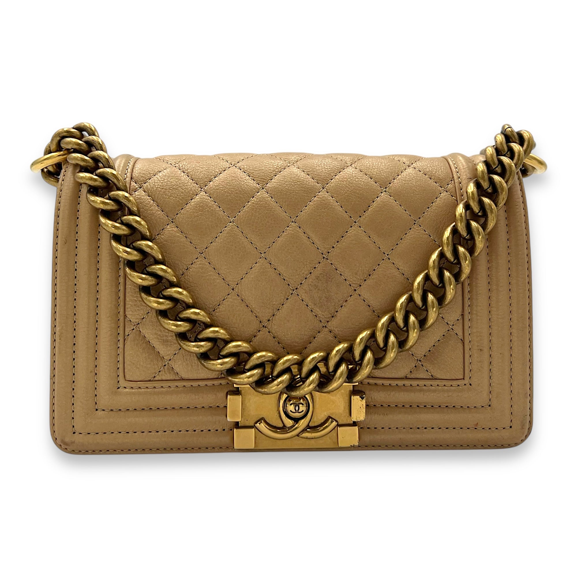 Boy Small Gold Shoulder Bag in Lambskin, Gold hardware - Image 13