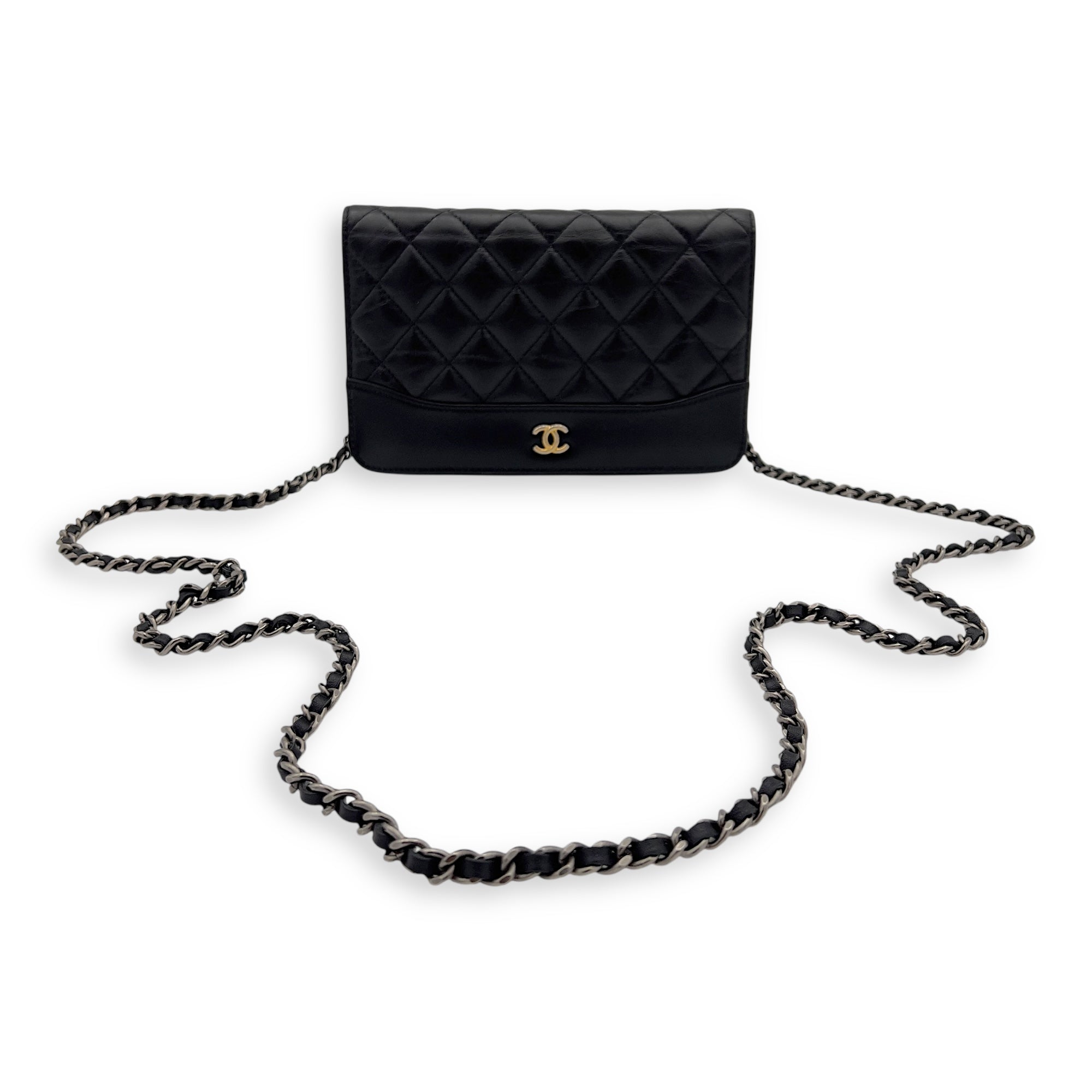 Gabrielle Wallet On Chain Black in Calfskin, Gold hardware - Image 13
