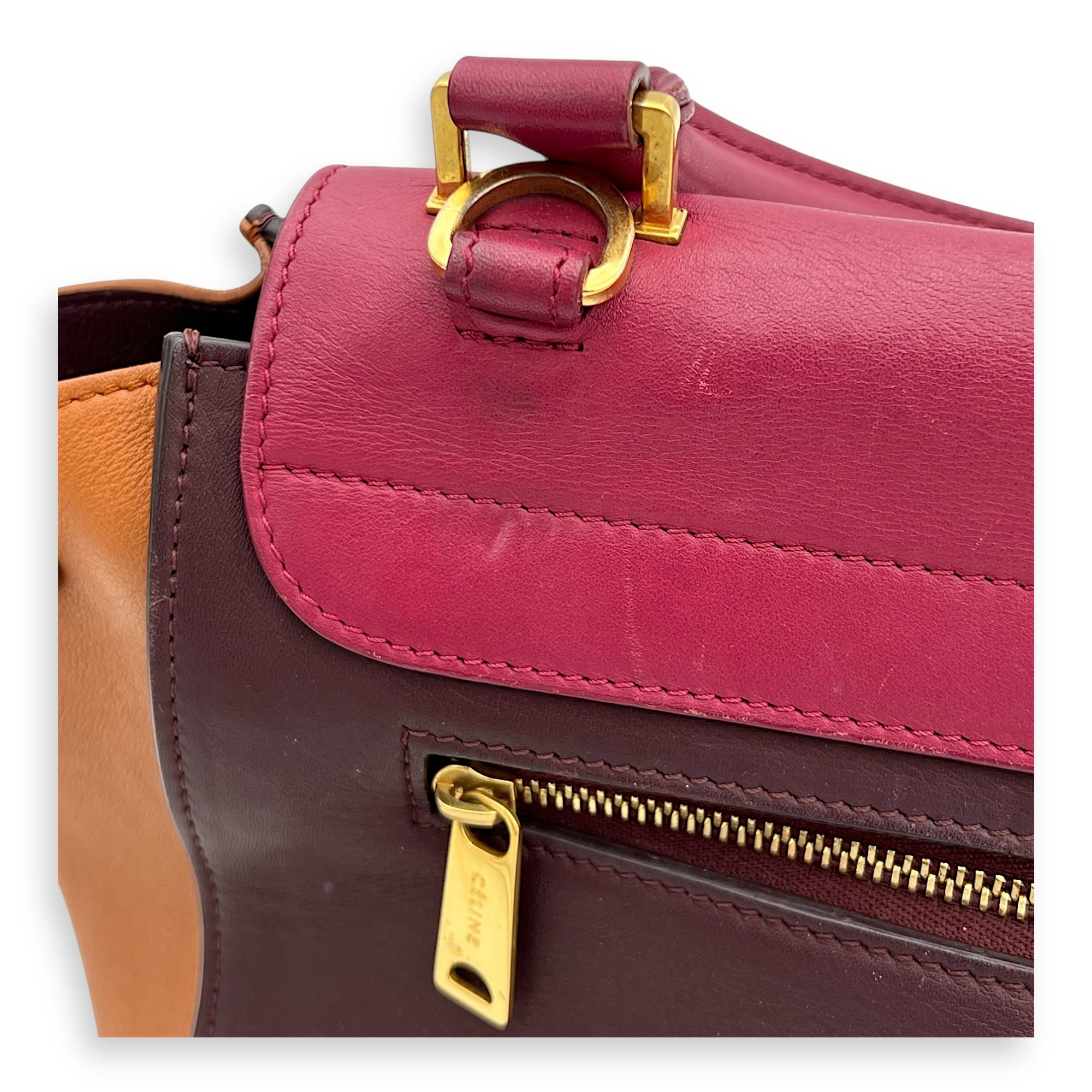 Trapeze Top Handle Bag Medium Multi-colour in Calfskin, Gold hardware - Image 7
