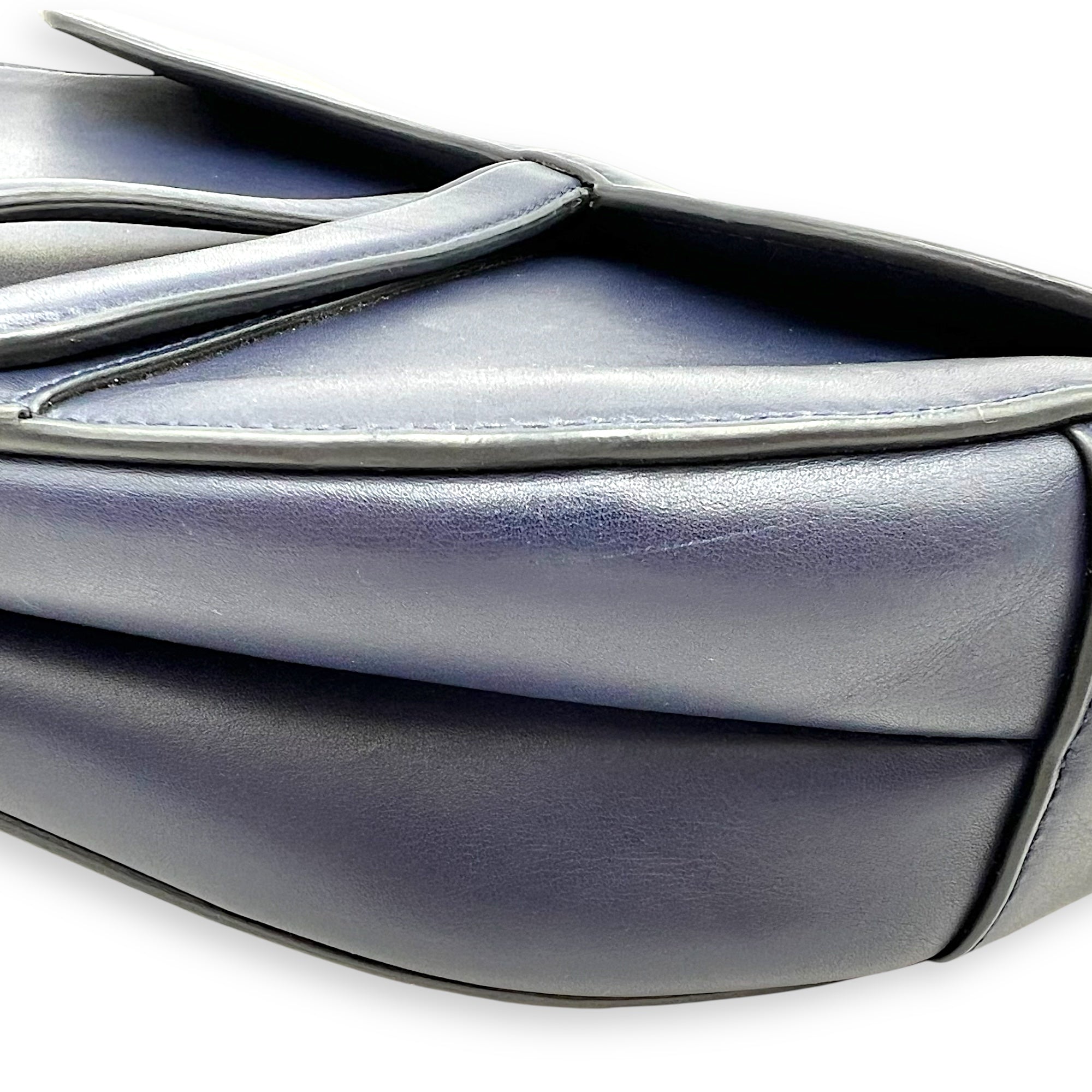 Saddle Shoulder Bag Blue in Calfskin, Gold hardware - Image 14