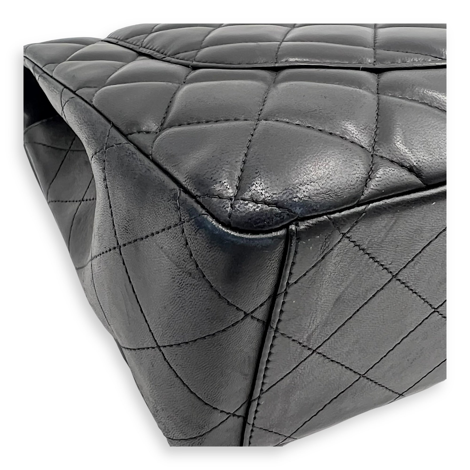 Classic Maxi Black Shoulder Bag in Lambskin, Silver hardware - Image 9