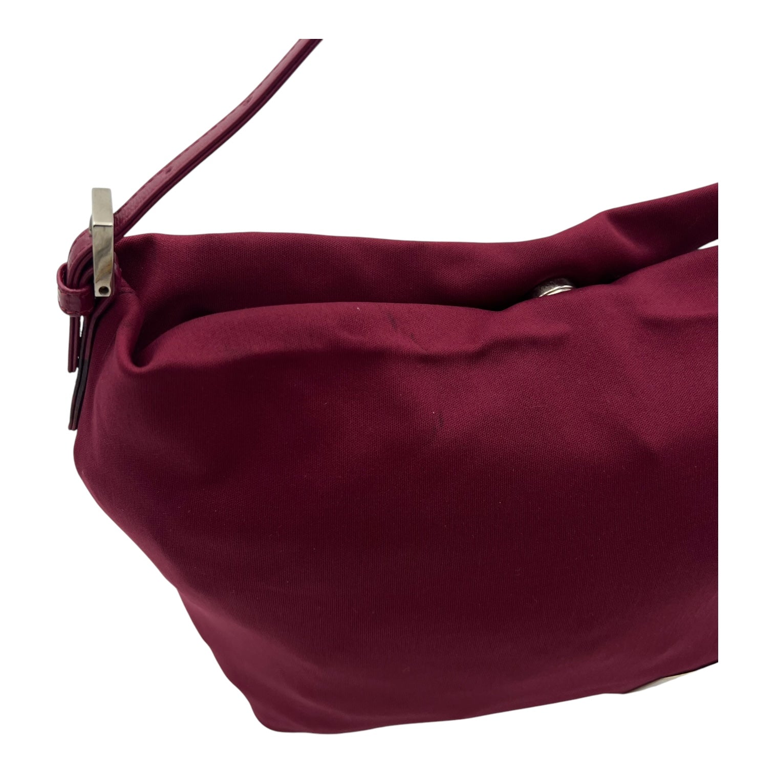 Baguette Shoulder Bag Red in Canvas, Silver hardware - Image 8