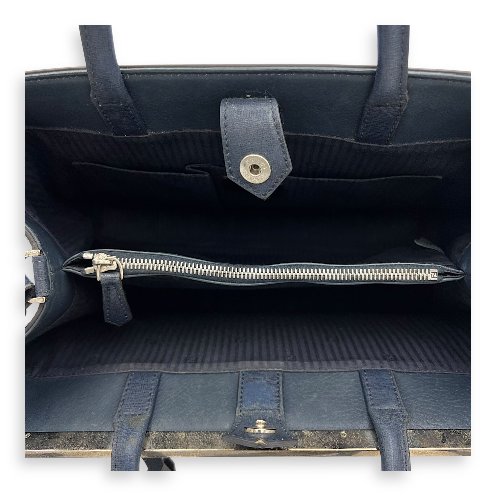 2Jours Top Handle Bag Blue in Calfskin, Silver hardware - Image 7