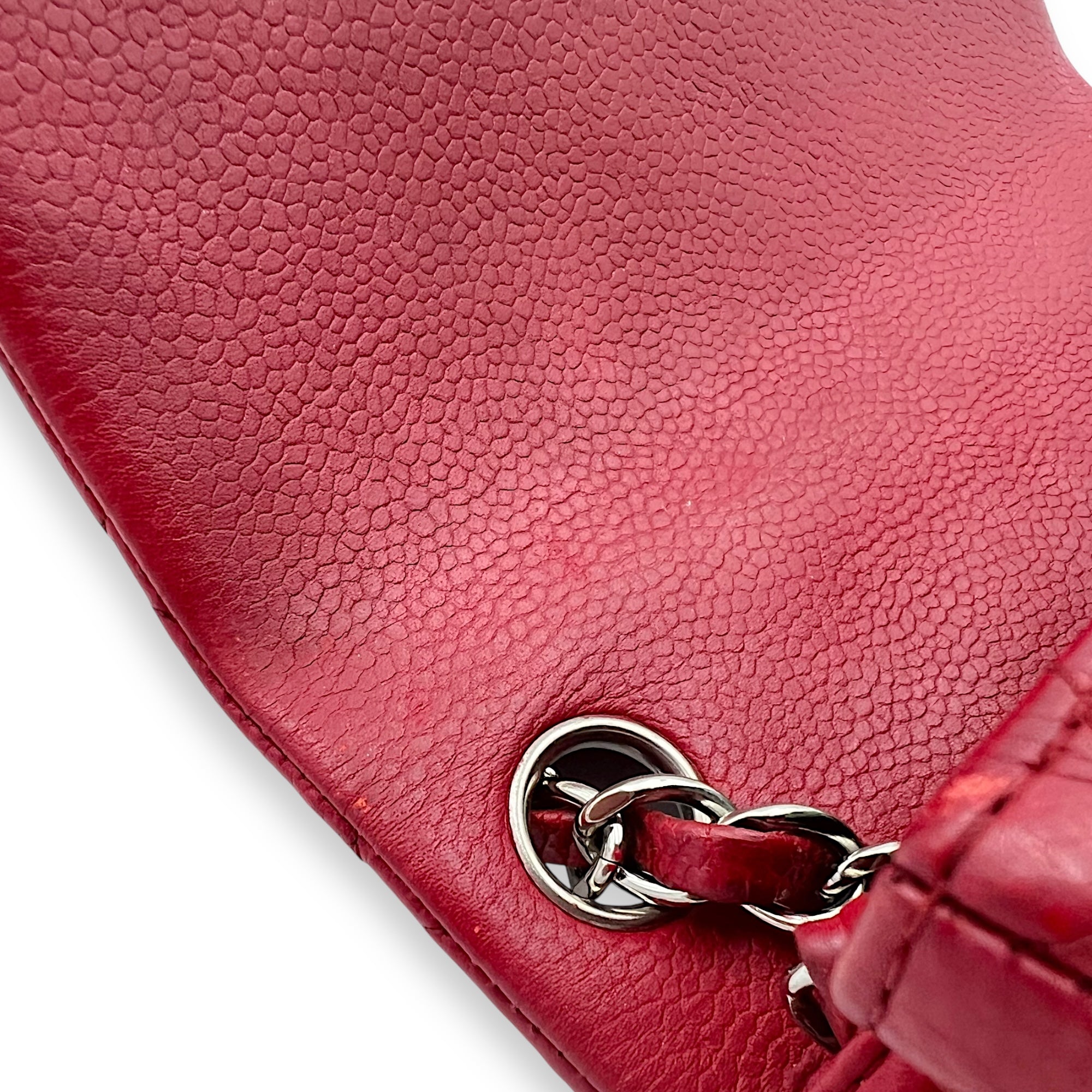 CC Mini Square Shoulder Bag Red in Caviar Leather, Silver hardware - Image 14