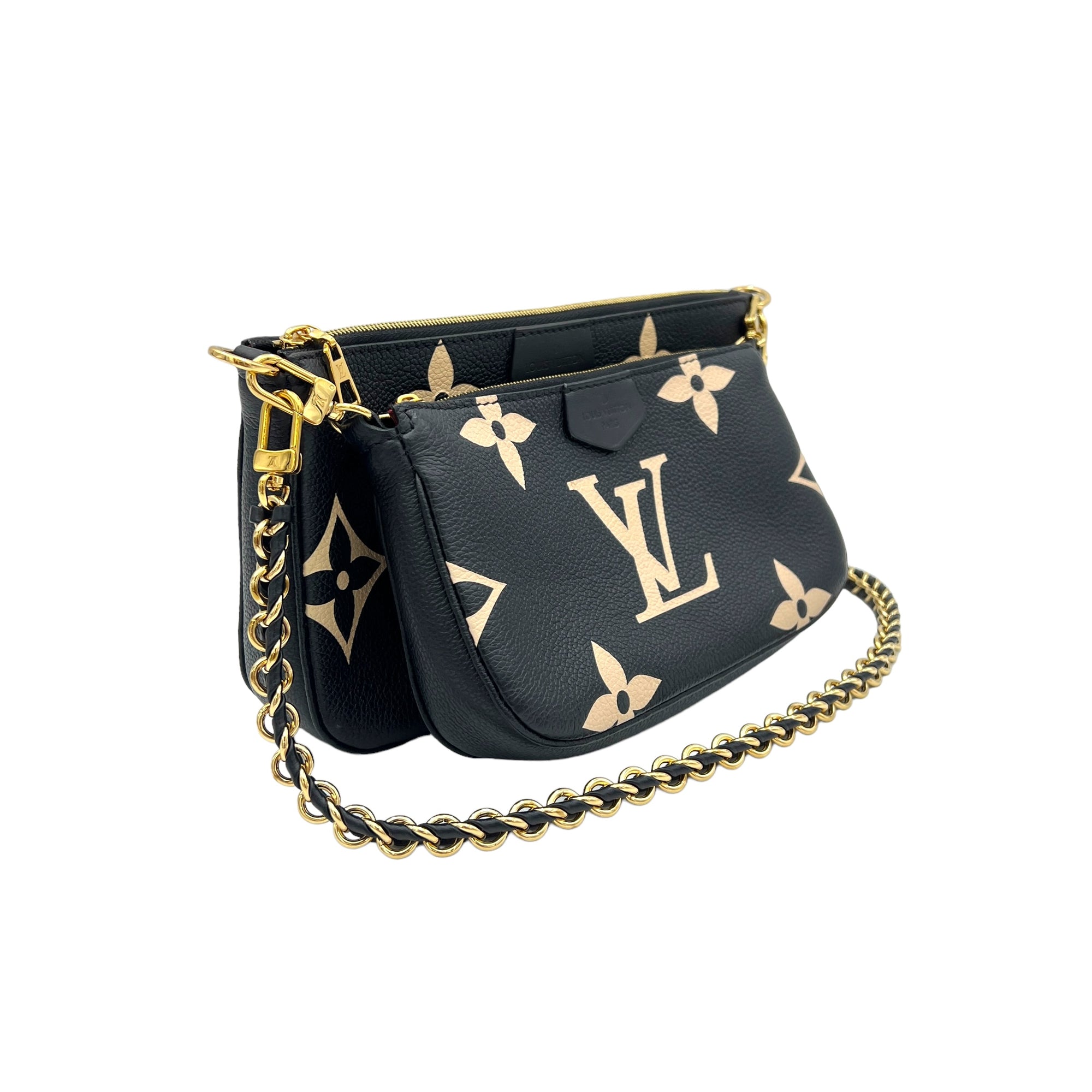 Multi-Pochette Accessoires Black Crossbody Bag in Empreinte Leather, Gold hardware - Image 4