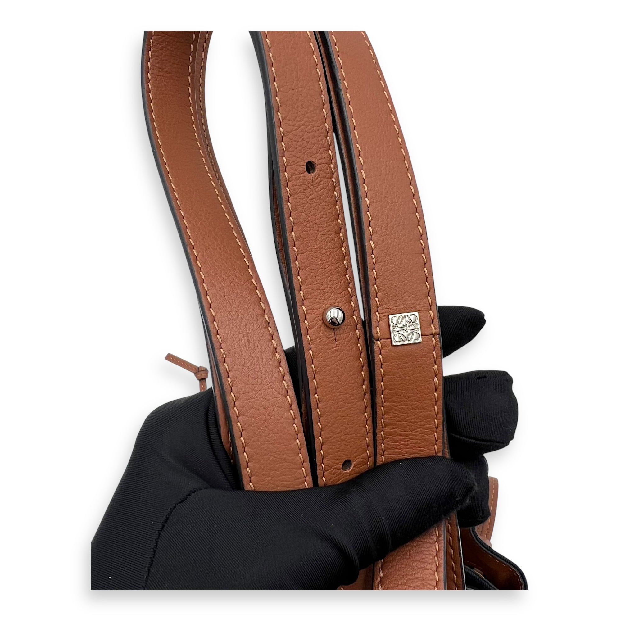 Hammock Mini White Top Handle Bag in Calfskin and Canvas, Silver hardware - Image 11