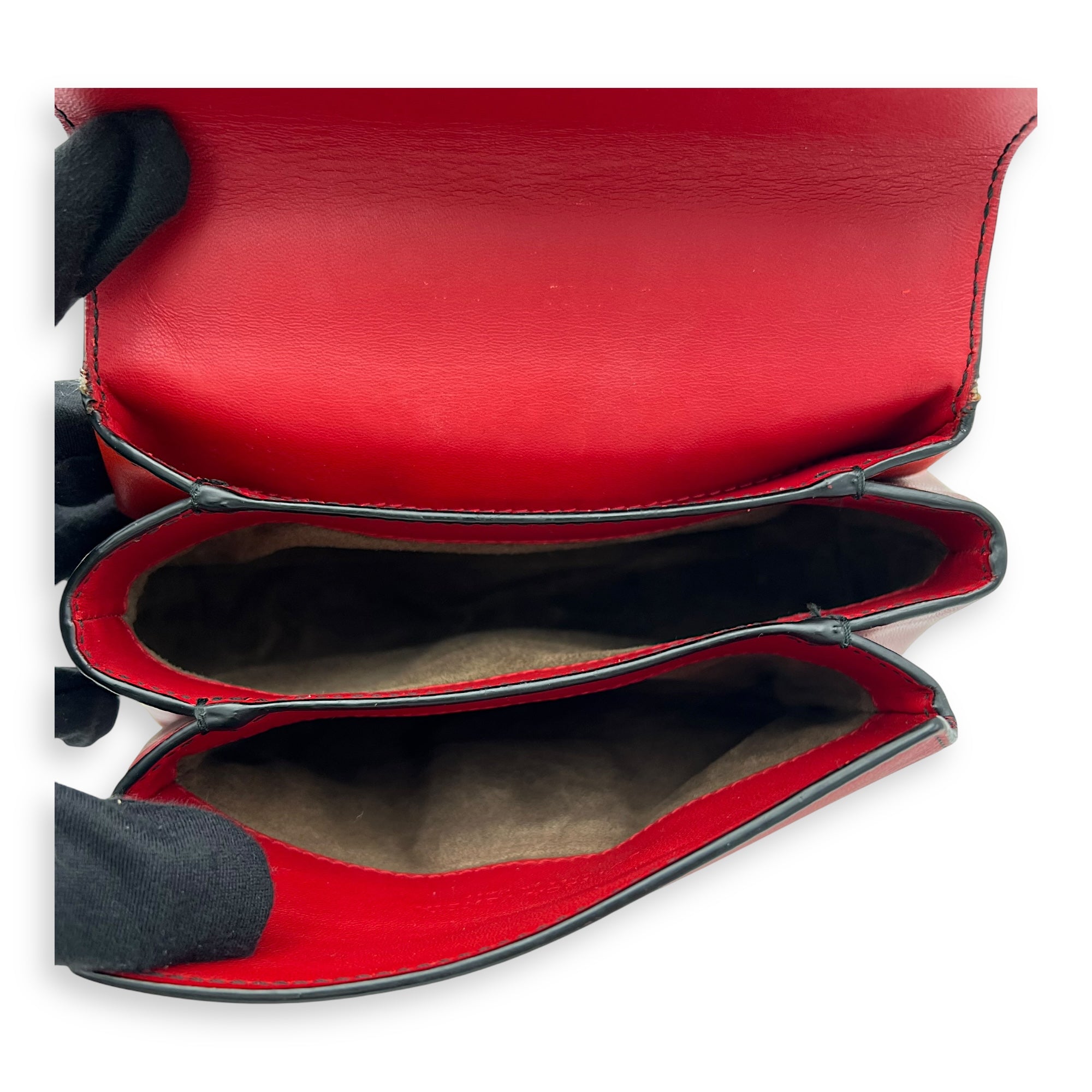 Piazza Top Handle Bag Red in Calfskin, Ruthenium hardware - Image 7