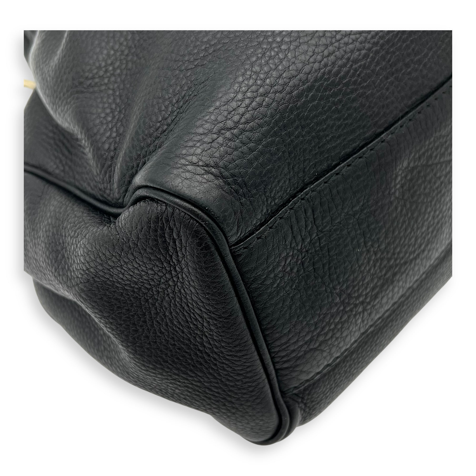 Sukey Black Top Handle Bag in Calfskin, Light Gold hardware - Image 11