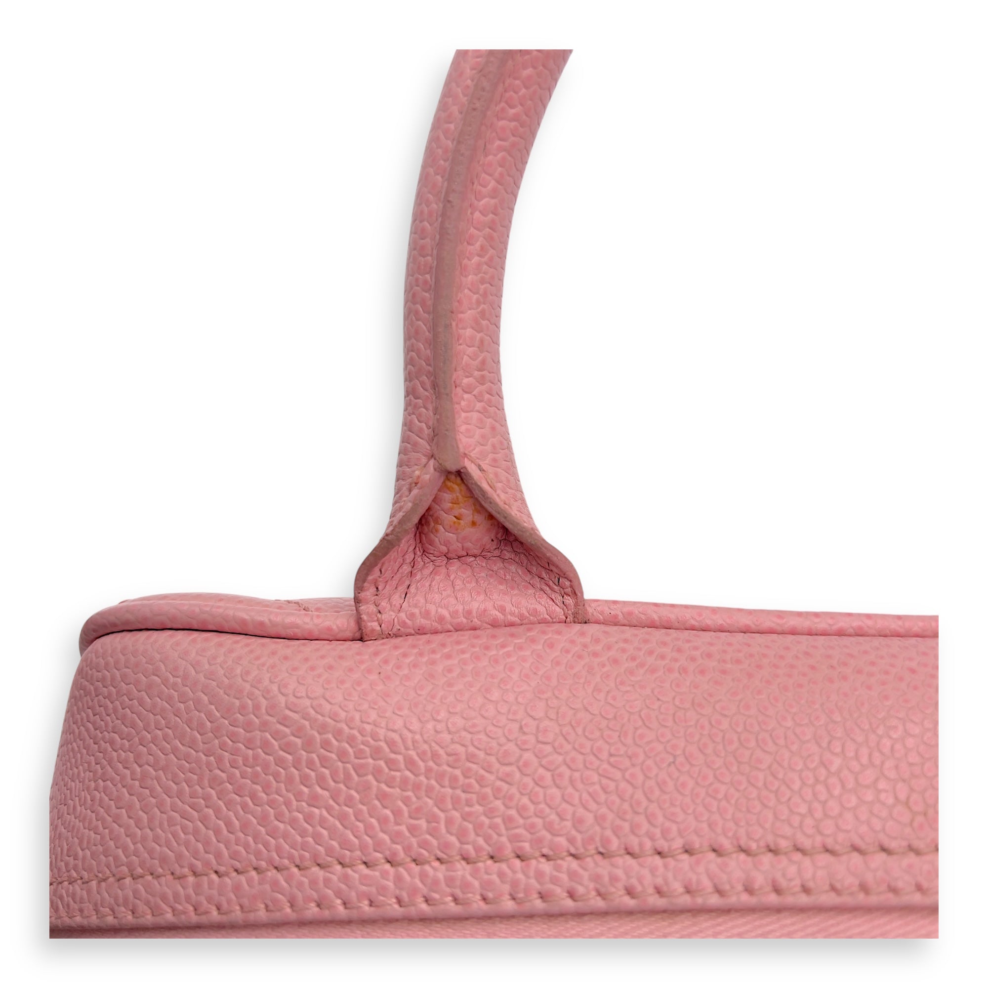 Bowling Pink Top Handle Bag in Caviar Leather, Gold hardware - Image 16