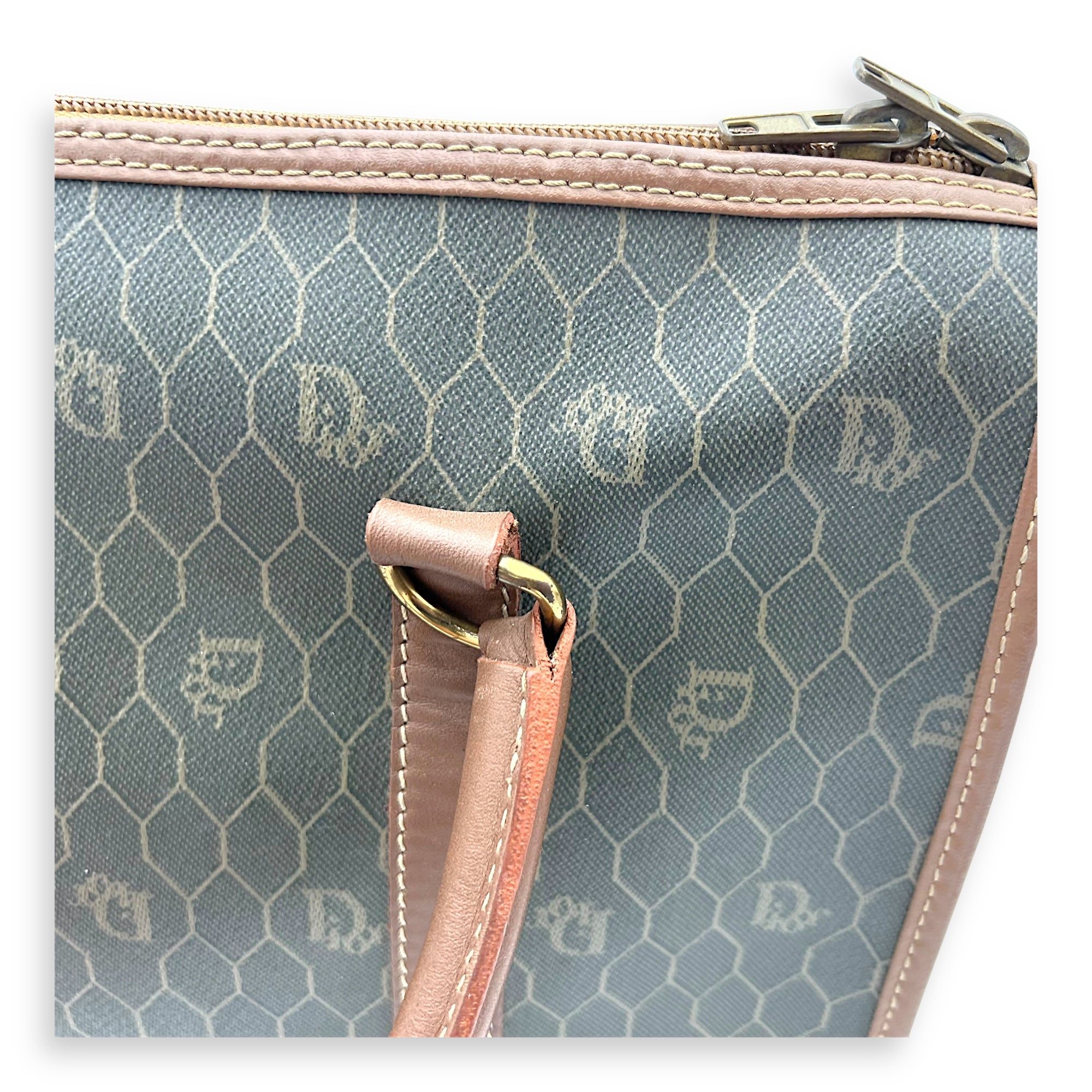 Honeycomb Top Handle Bag Brown in Coated Canvas, Gold hardware - Image 17