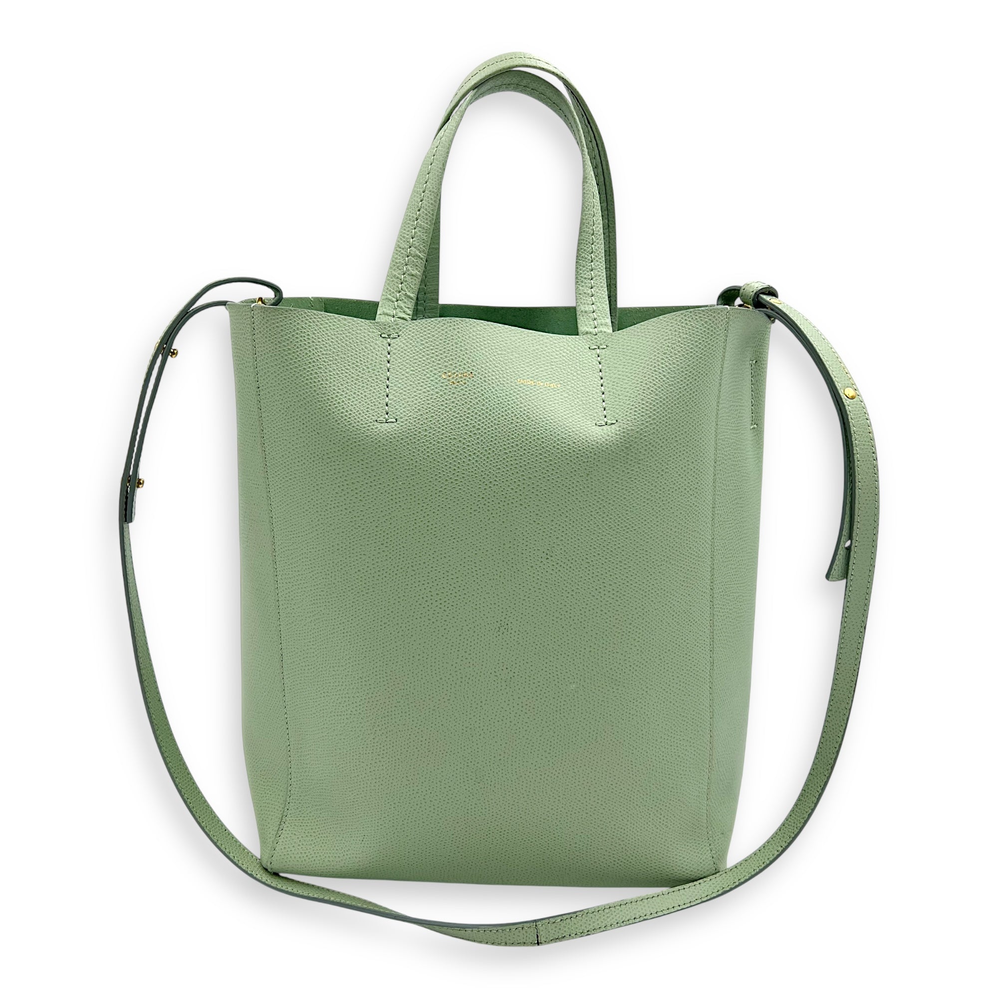 Cabas Green Tote Bag in Calfskin, Gold hardware - Image 17