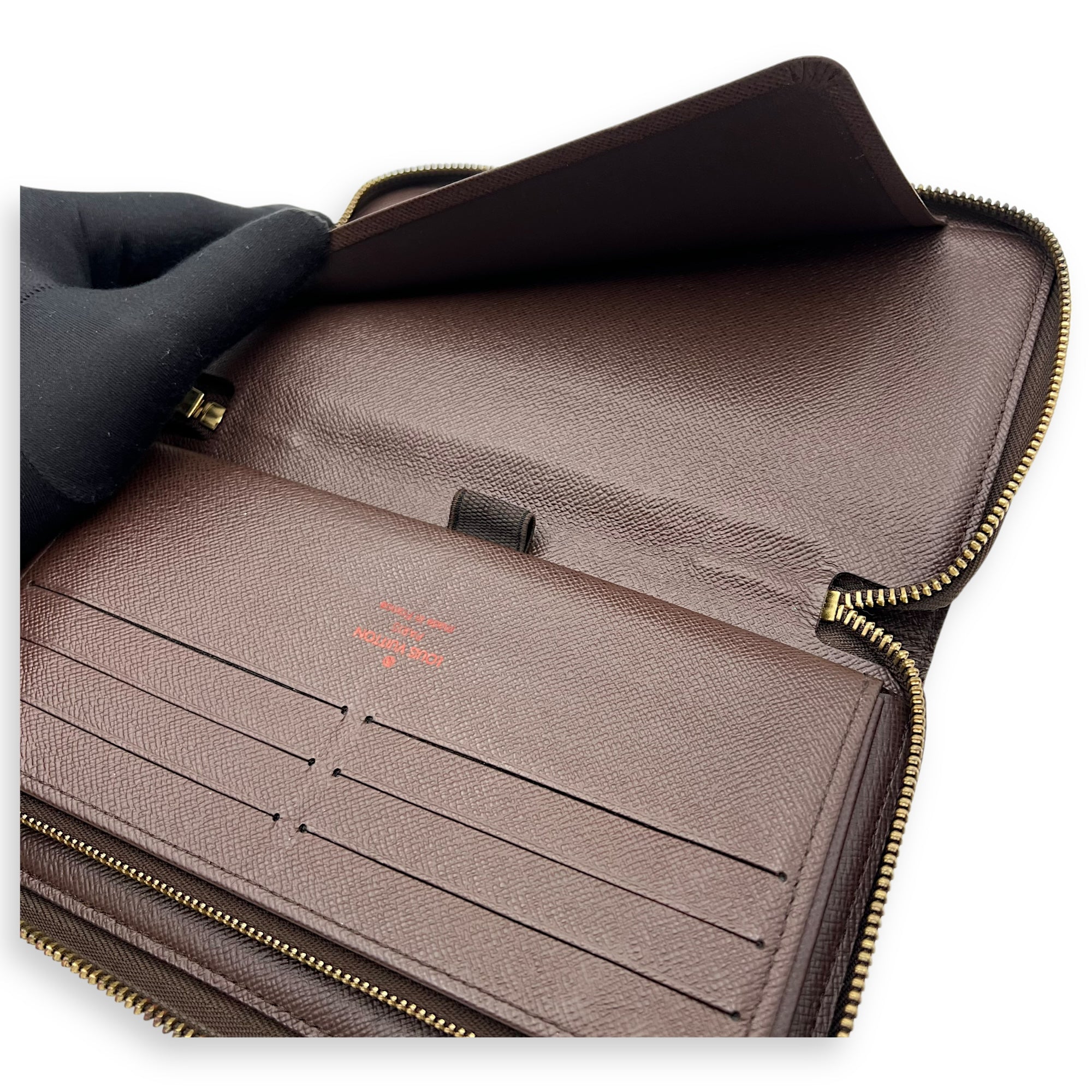 Zippy Organiser Damier Ebene Wallet in Coated Canvas, Gold hardware - Image 16