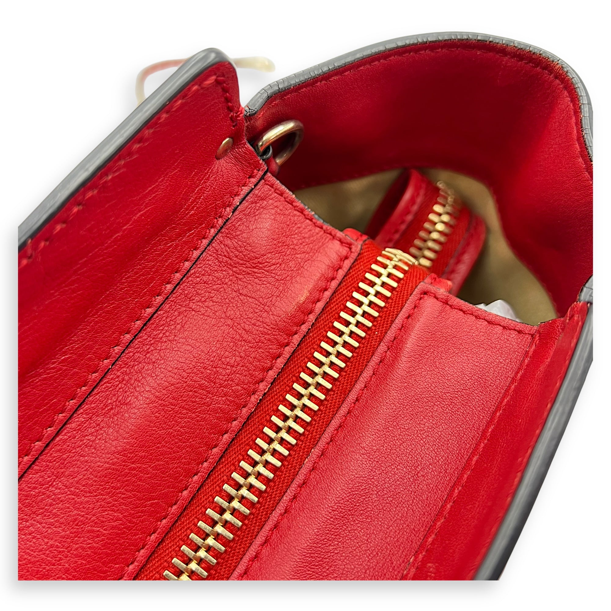Rockstud Top Handle Bag Red in Calfskin, Gold hardware - Image 17