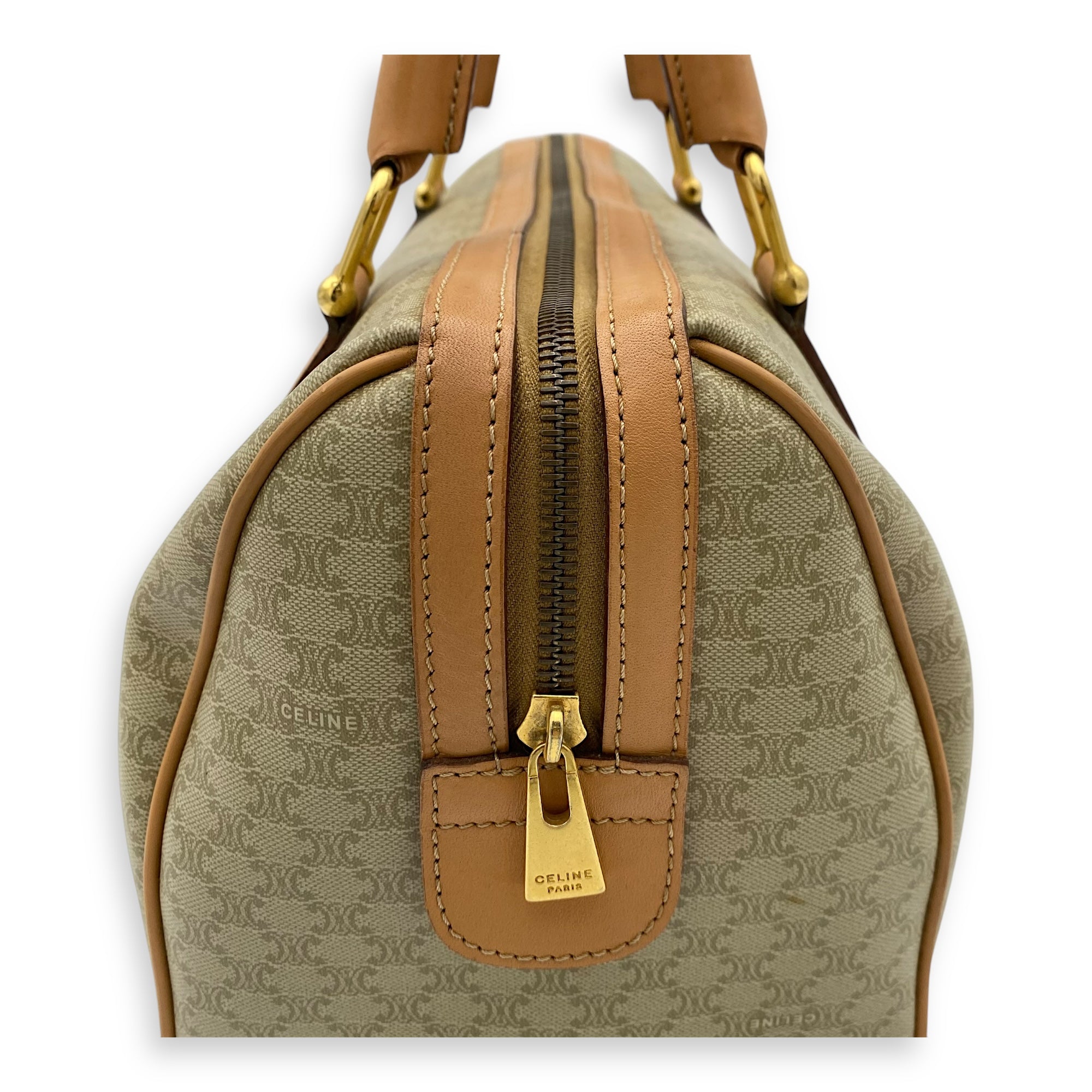 Macadam Top Handle Bag Beige in Coated Canvas, Gold hardware - Image 9