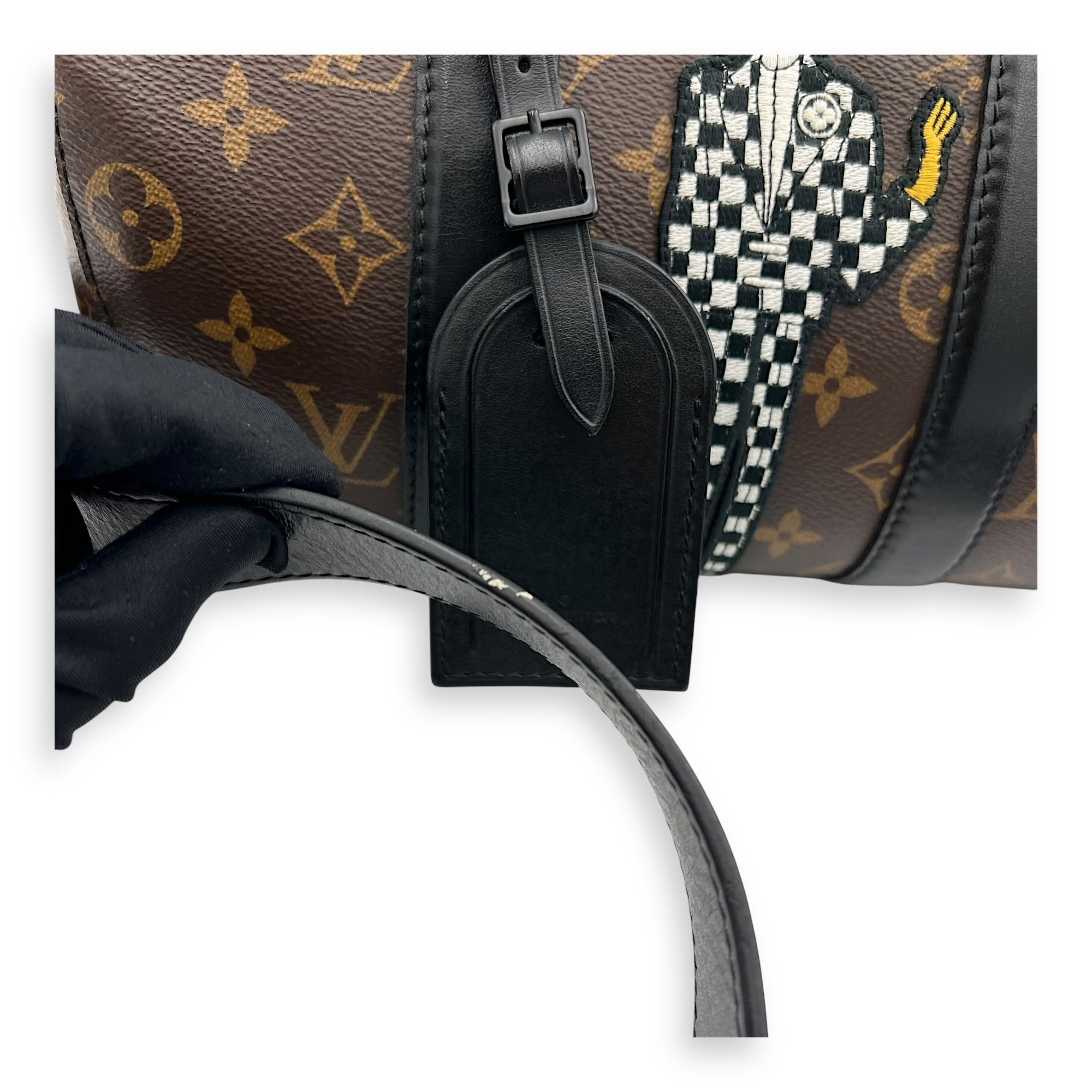 Keepall Virgil Abloh Top Handle Bag Brown in Monogram Coated Canvas, Gold hardware - Image 13