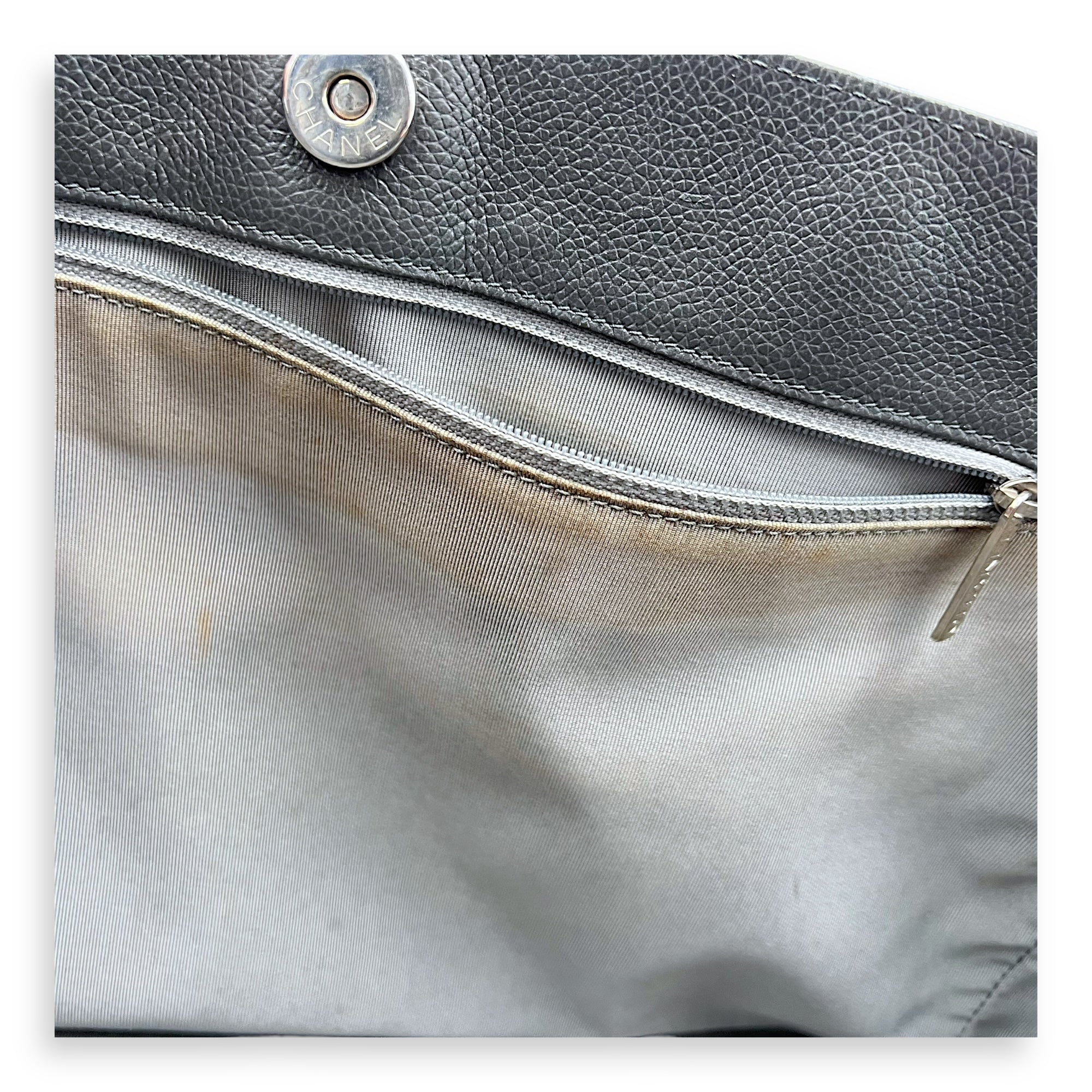 Executive Perf Top Handle Bag Grey in Calfskin, Silver hardware - Image 20