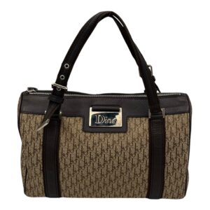 Street Chic Trotter Boston Brown Top Handle Bag in Jacquard, Silver hardware