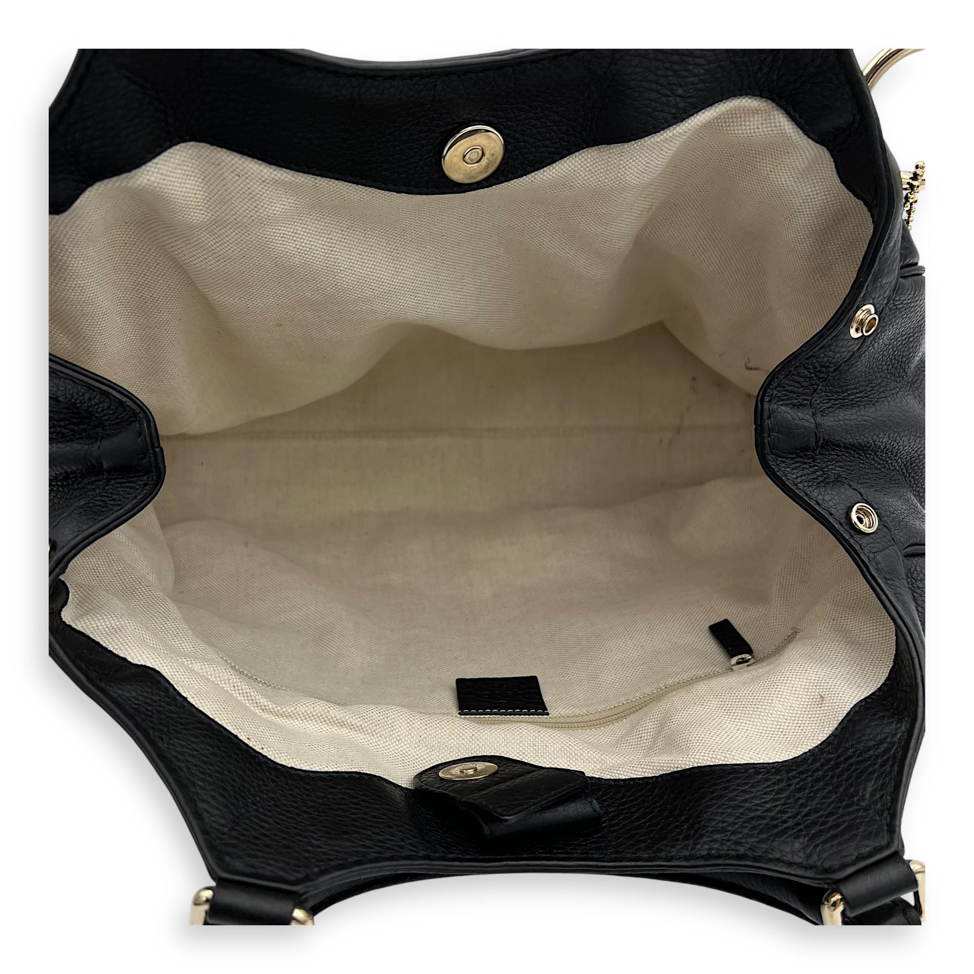 Sukey Black Top Handle Bag in Calfskin, Light Gold hardware - Image 7