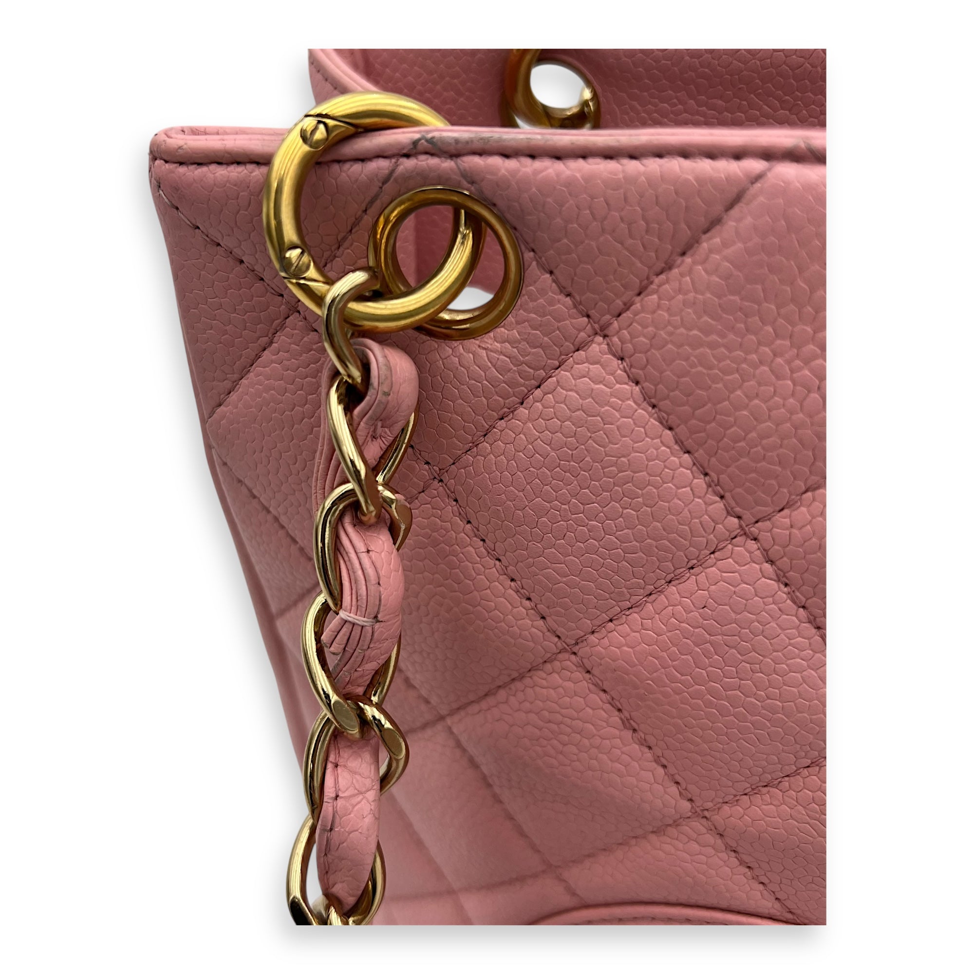 PST Petite Shopping Pink Tote Bag in Caviar Leather, Gold hardware - Image 13
