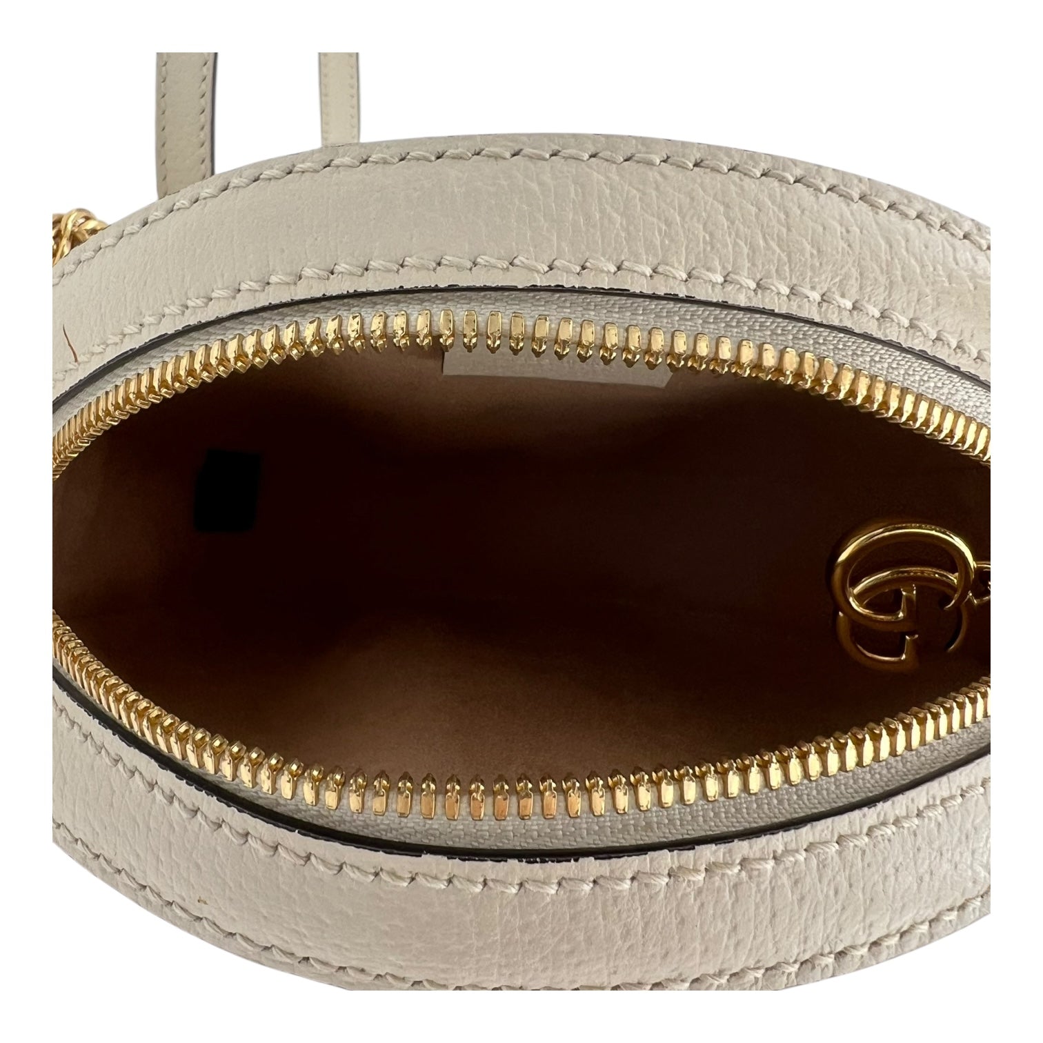 Ophidia Shoulder Bag Round White in Calfskin, Gold hardware - Image 7