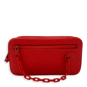 Pochette Volga Red Clutch in Taurillon Leather, Silver hardware