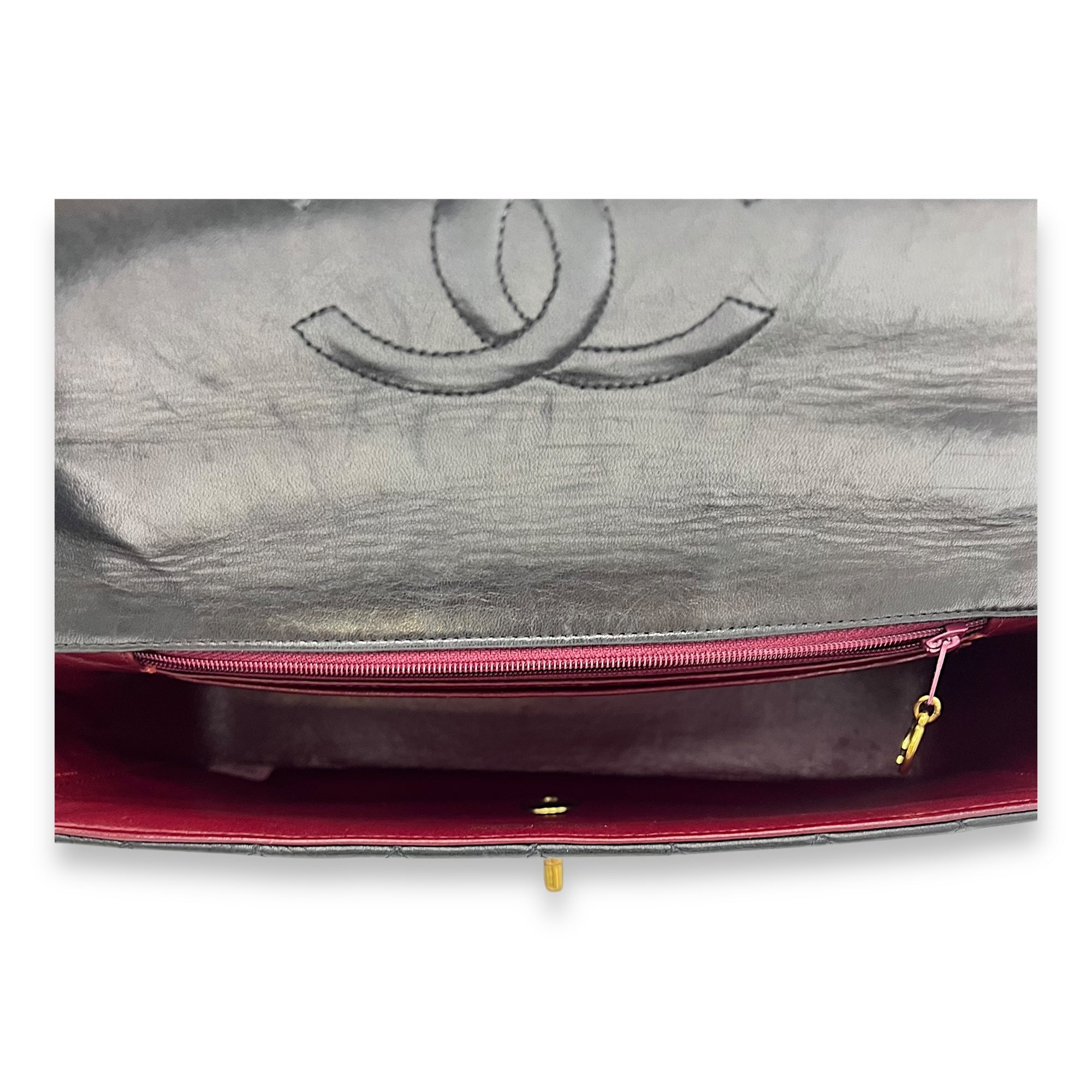 Kelly Parent and Child Black Top Handle Bag in Lambskin, Gold hardware - Image 10