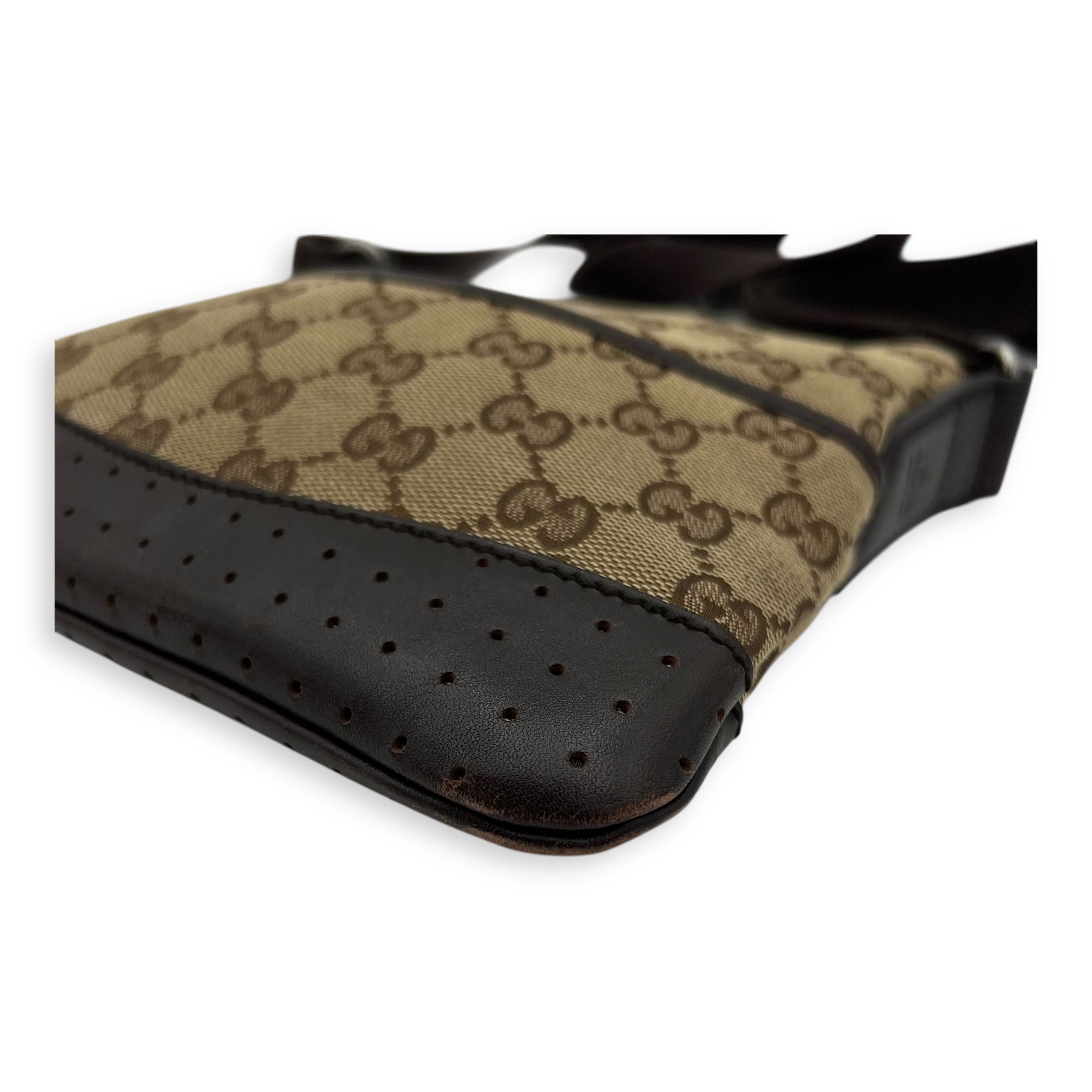 GG Crossbody Bag Brown in Canvas, Silver hardware - Image 8