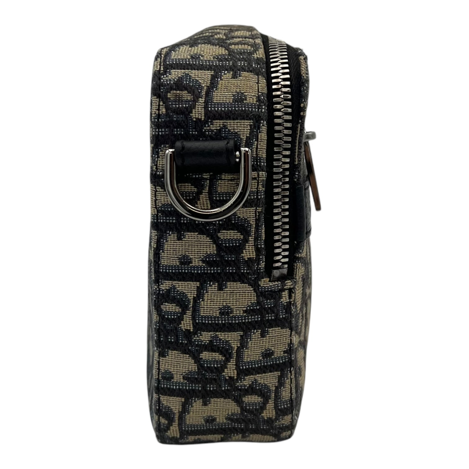 Safari Crossbody Bag Blue in Jacquard, Silver hardware - Image 4