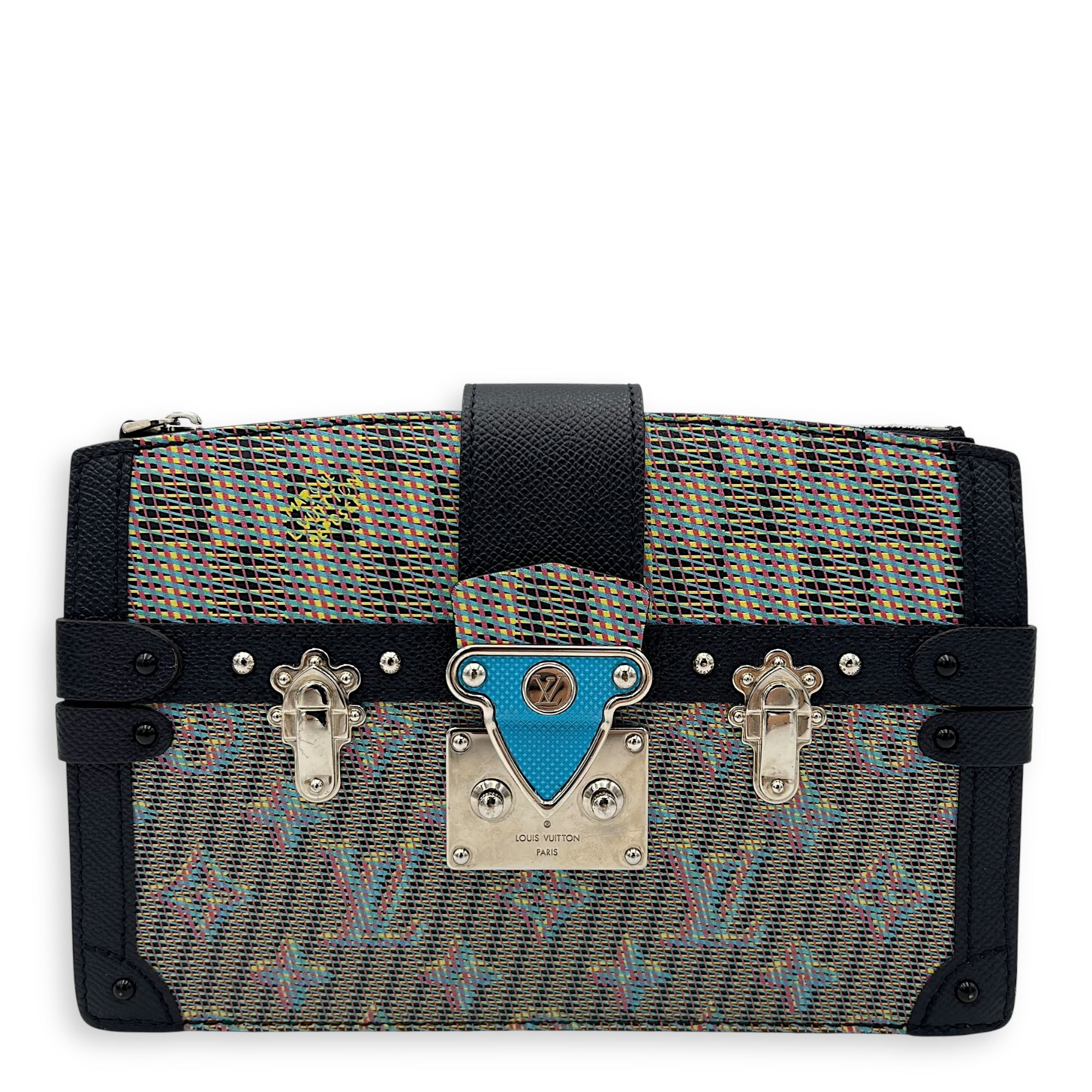 Trunk Clutch Crossbody Bag in Monogram Calfskin, Silver hardware