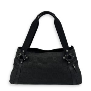 Vintage Black Shoulder Bag in Canvas, Silver hardware