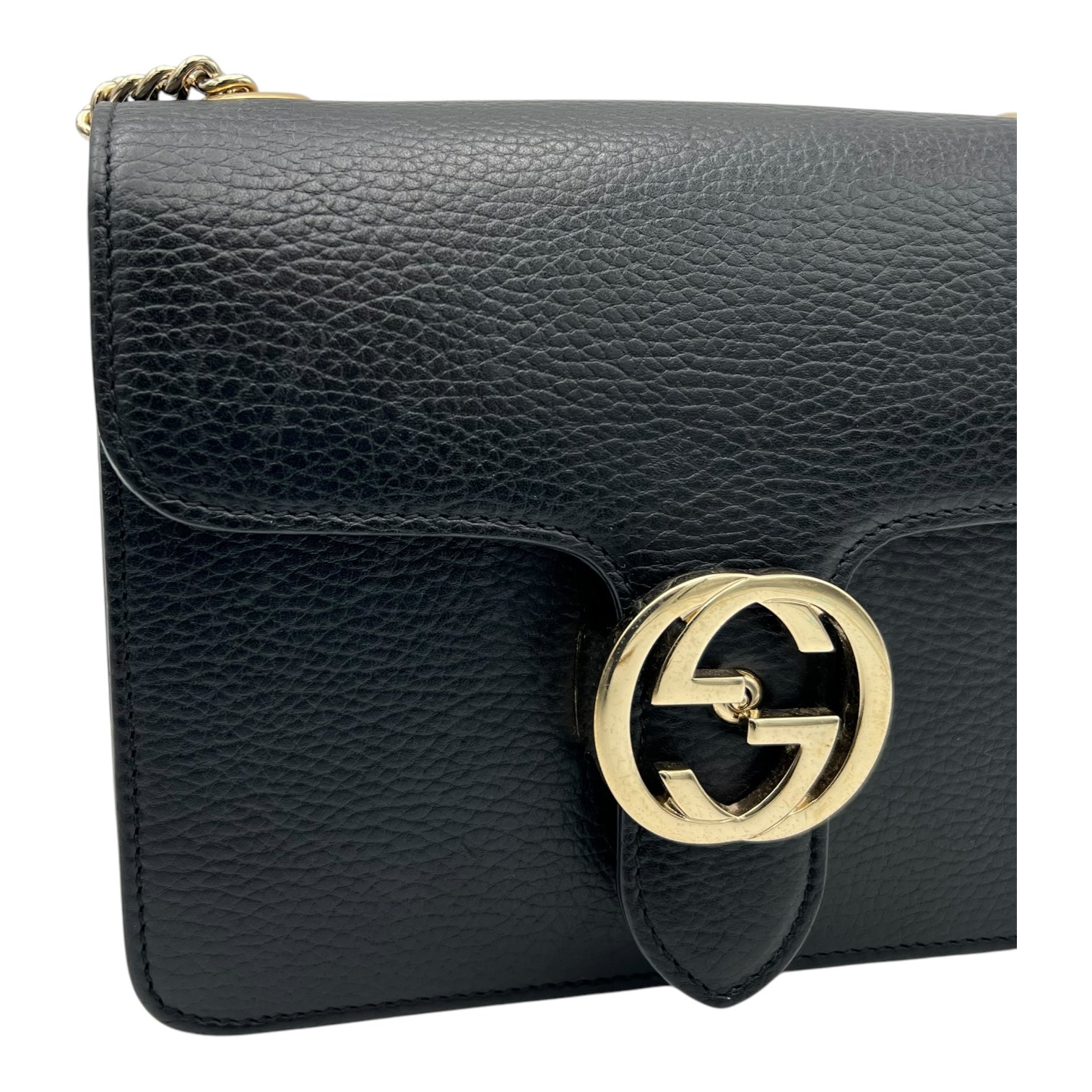 Interlocking G Crossbody Bag Black in Calfskin, Gold hardware - Image 8