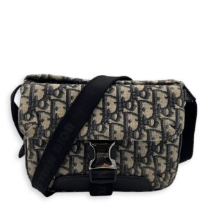 Oblique Blue Crossbody Bag in Jacquard, Silver hardware