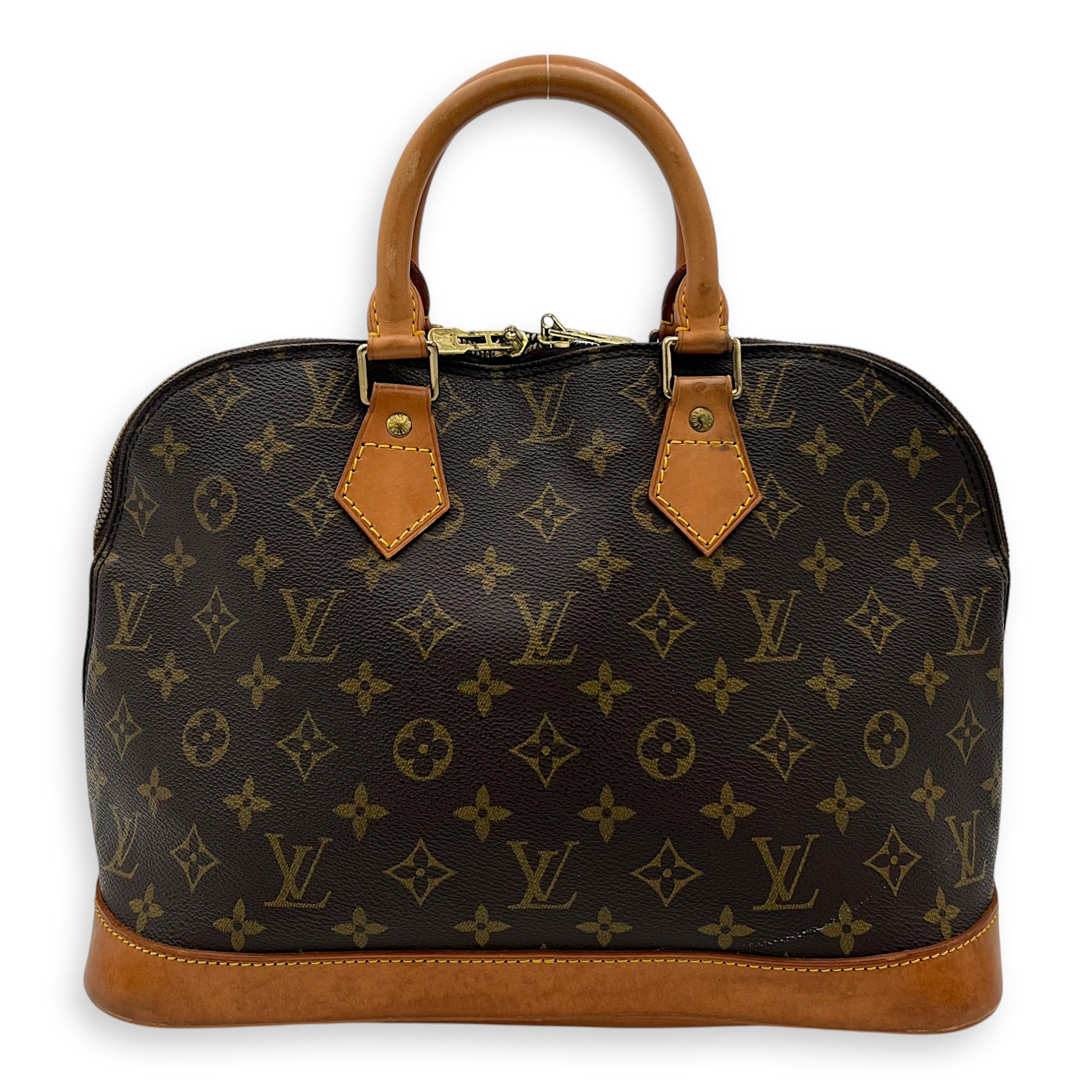 Alma Top Handle Bag PM Brown in Monogram Coated Canvas, Gold hardware - Image 3