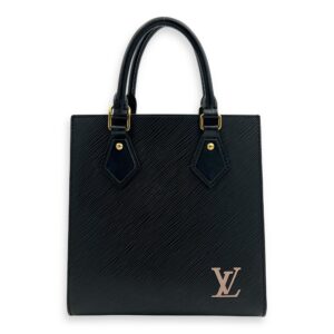 Sac Plat Top Handle Bag Black in Epi Leather, Gold hardware