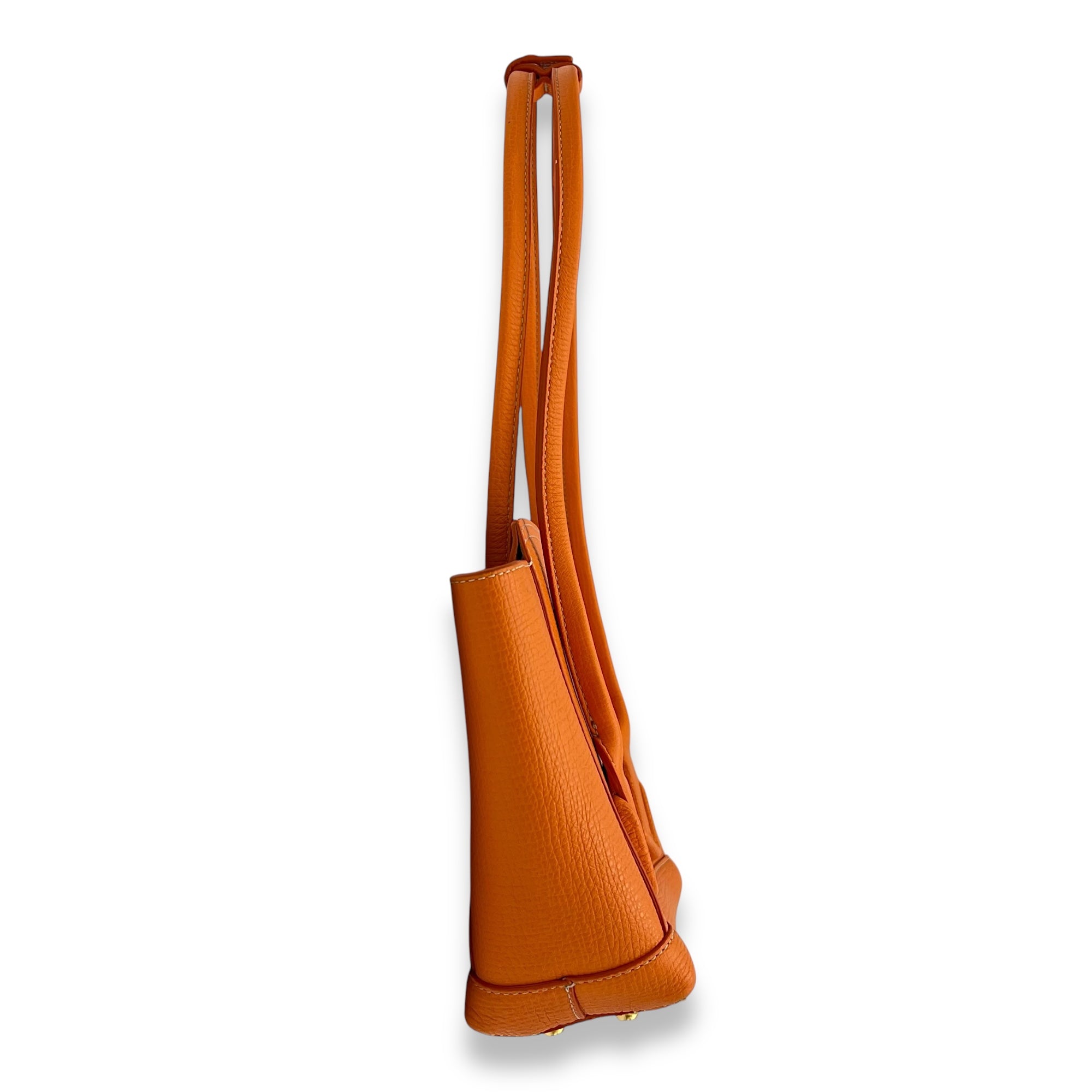 Arco Top Handle Bag Orange in Calfskin, Gold hardware - Image 4
