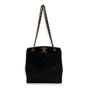 Vintage Big CC Tote Bag Black in Lambskin, Gold hardware