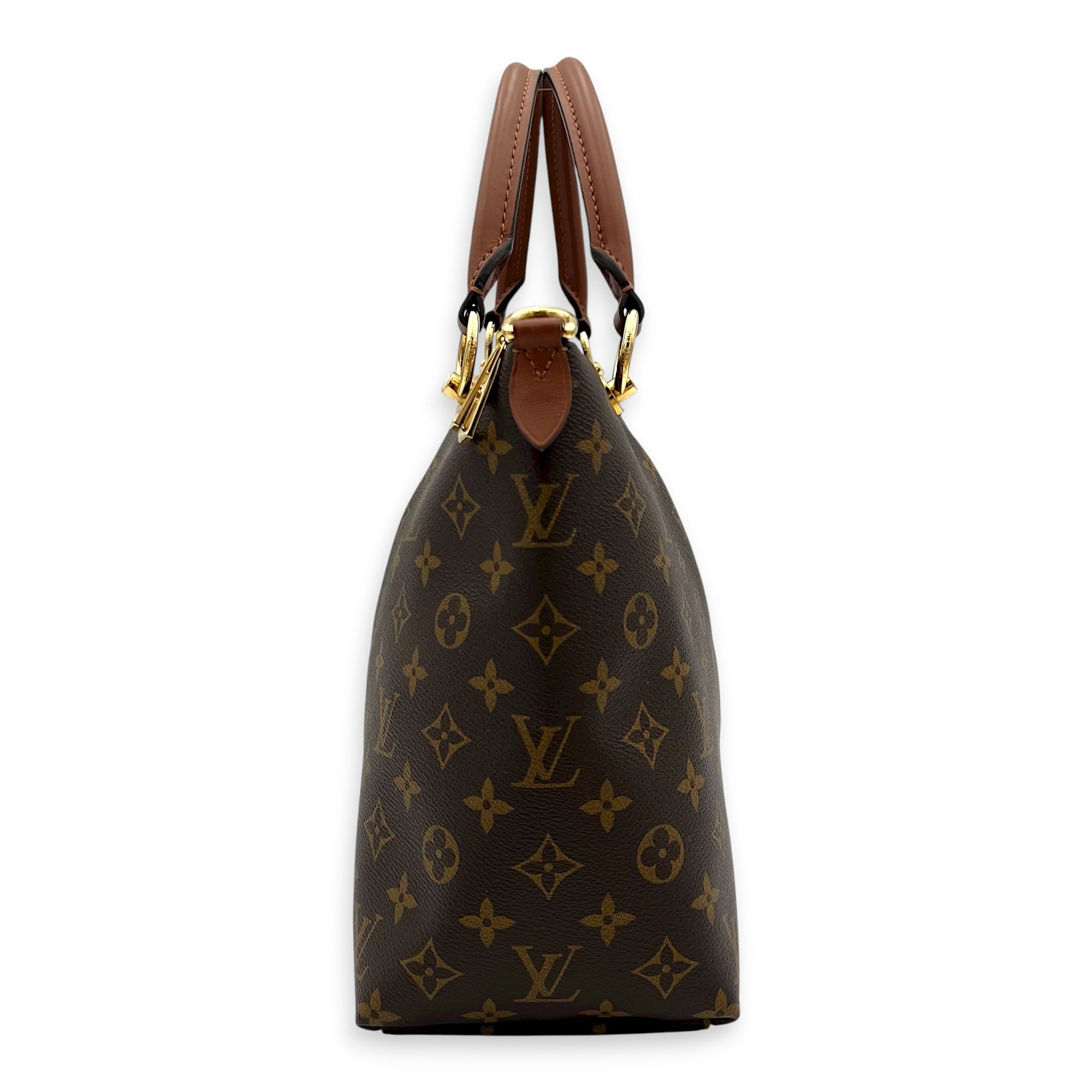 V tote bag Top Handle Bag Black in Monogram Coated Canvas, Gold hardware - Image 4
