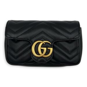 GG Marmont Crossbody Bag Black in Calfskin, Gold hardware