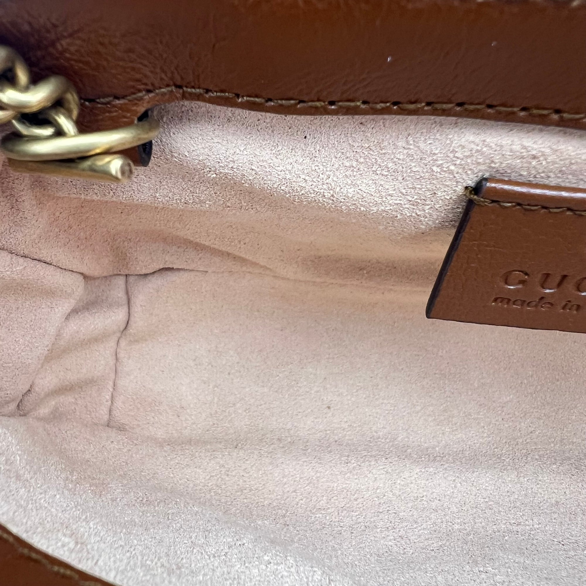 GG Marmont Shoulder Bag Brown in Calfskin, Gold hardware - Image 9