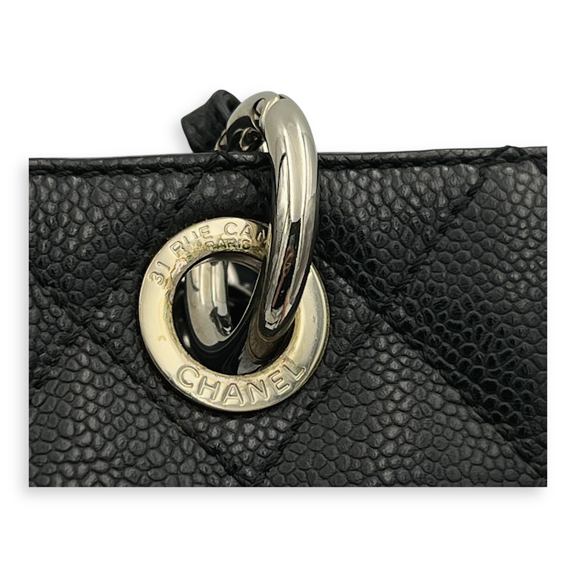 GST Tote Bag Black in Caviar Leather, Silver hardware - Image 11