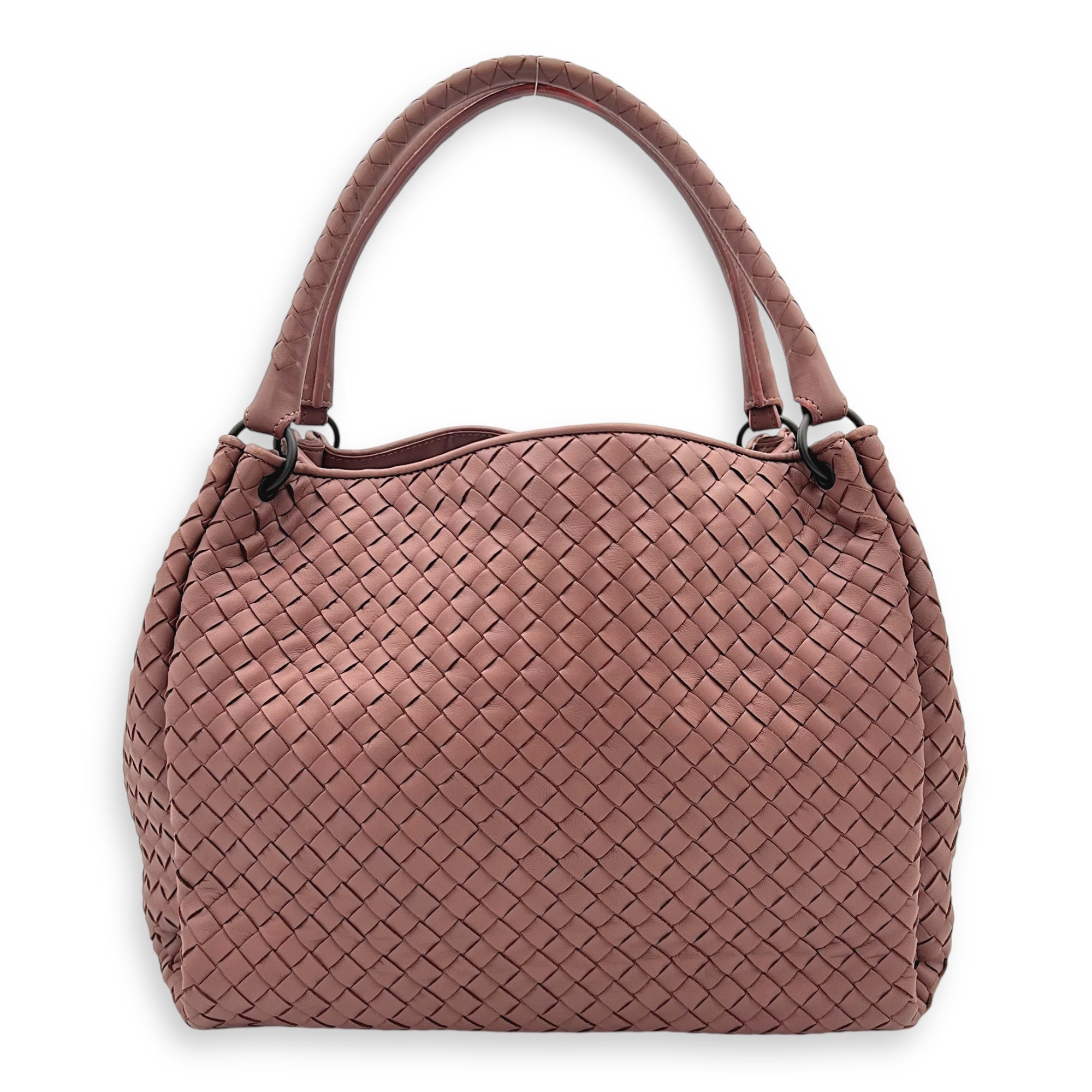 Intrecciato Shoulder Bag Pink in Calfskin, Ruthenium hardware - Image 3