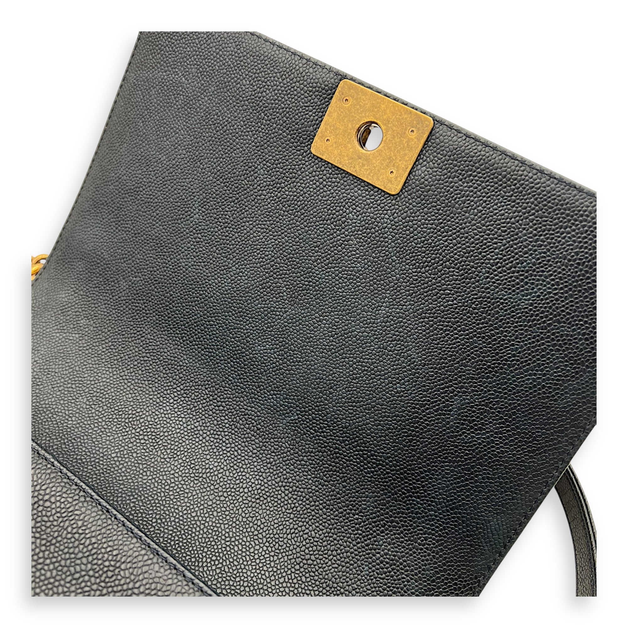 Boy New Medium Blue Shoulder Bag in Caviar Leather, Gold hardware - Image 11