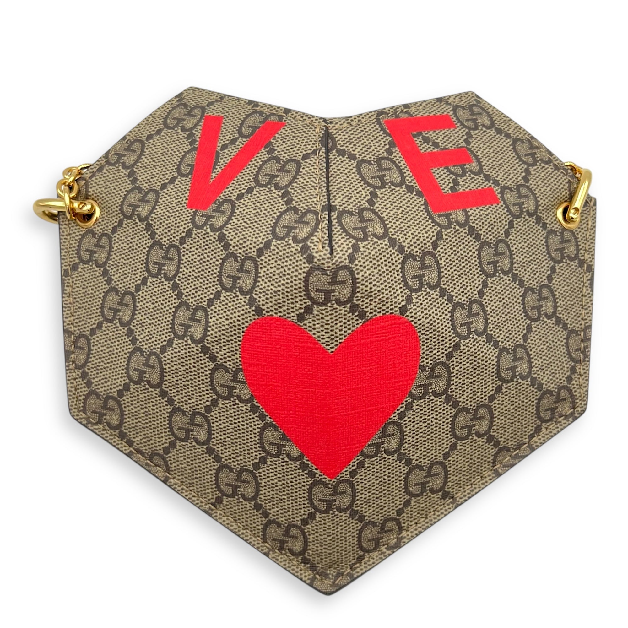 Supreme Heart Love Chain Shoulder Bag Beige in Coated Canvas, Gold hardware - Image 3