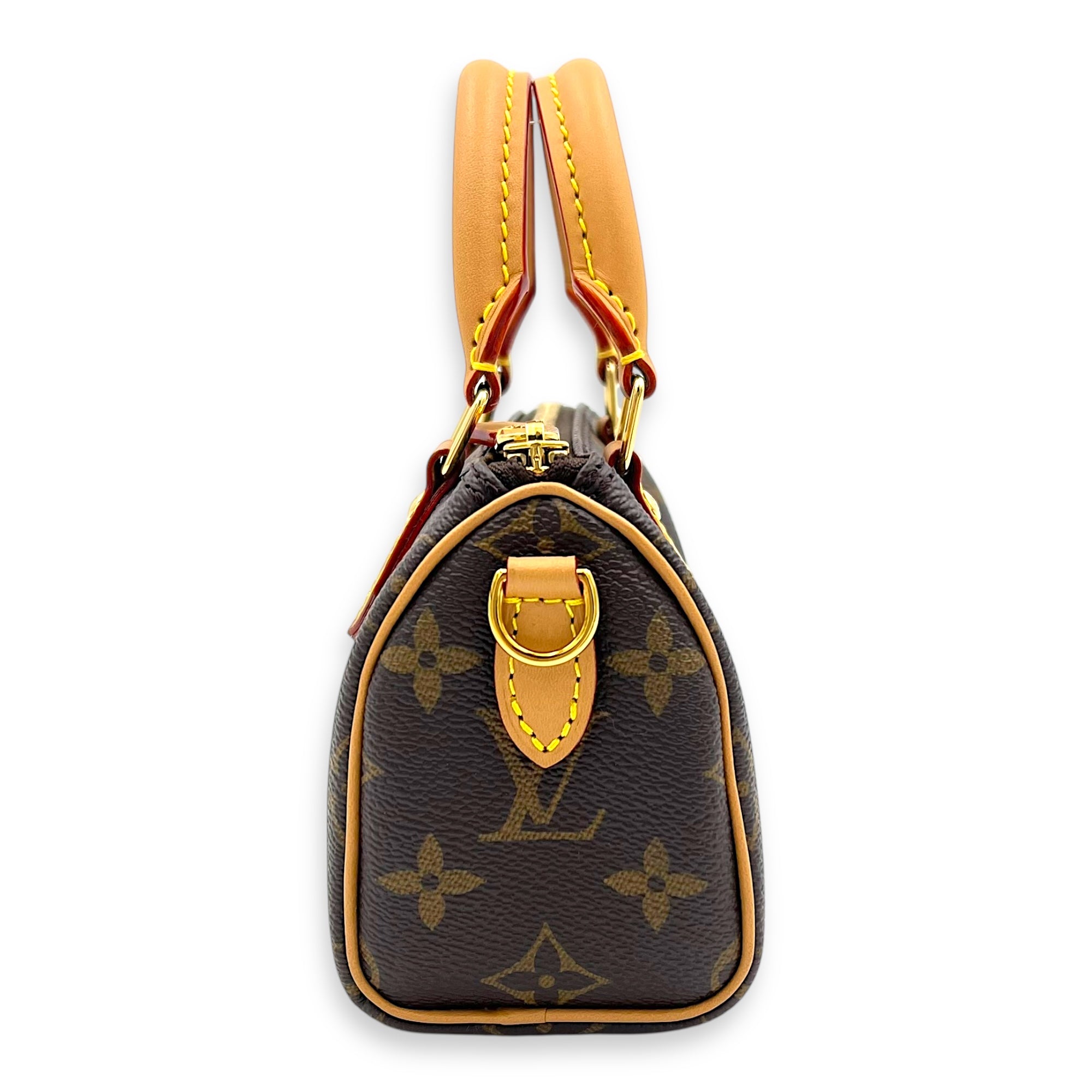 Speedy Crossbody Bag Nano Brown in Monogram Coated Canvas, Gold hardware - Image 5