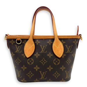 Neverfull Top Handle Bag BB Brown in Monogram Coated Canvas, Gold hardware