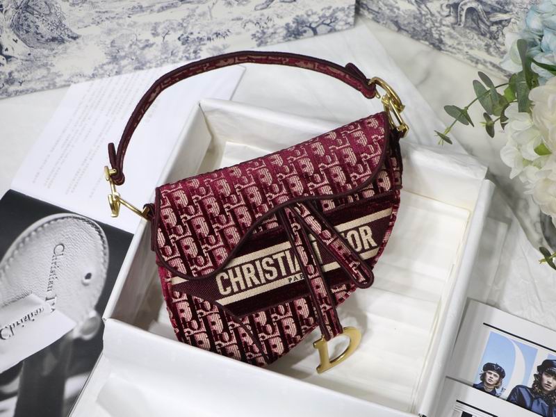 Saddle Bag Burgundy Dior Oblique - Image 3