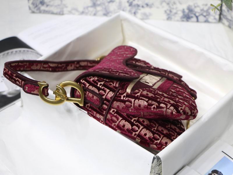Saddle Bag Burgundy Dior Oblique - Image 4