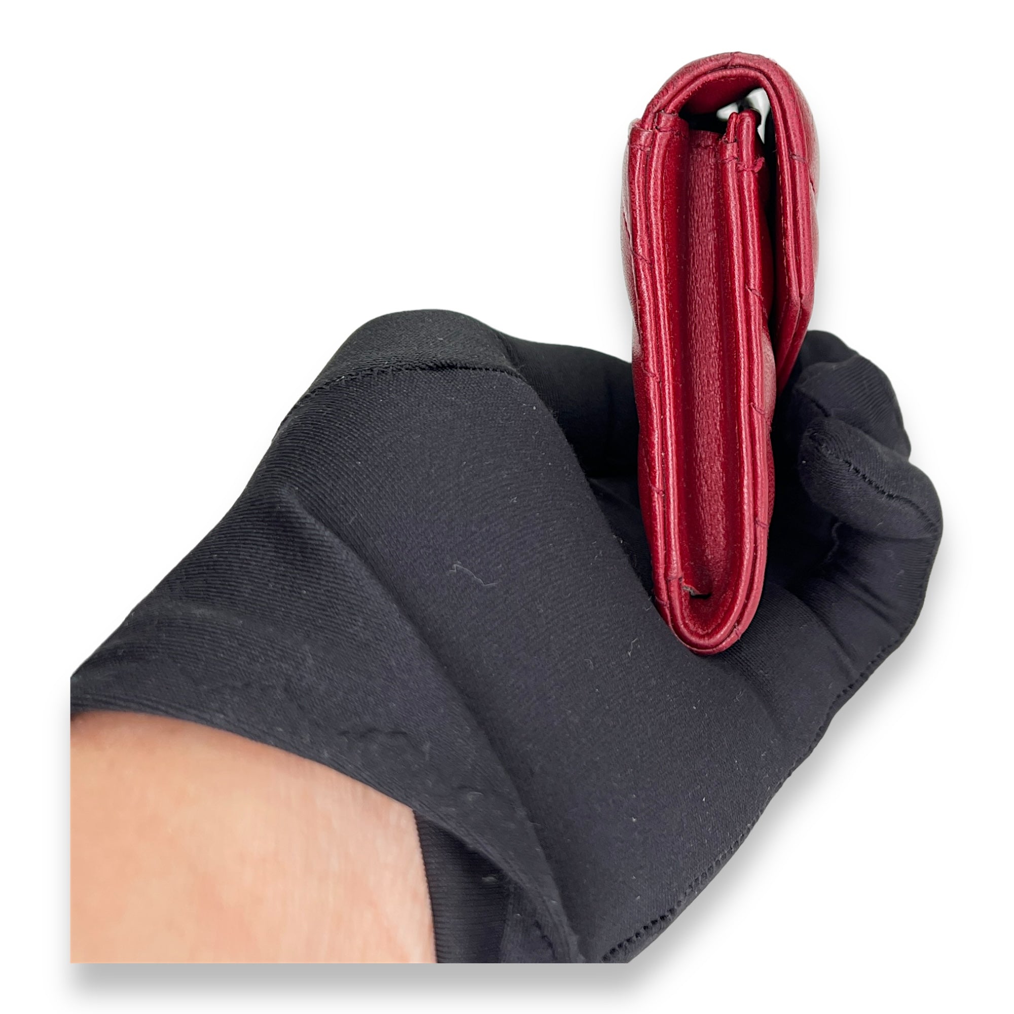 Cassandre Red Wallet in Lambskin, Gold hardware - Image 5